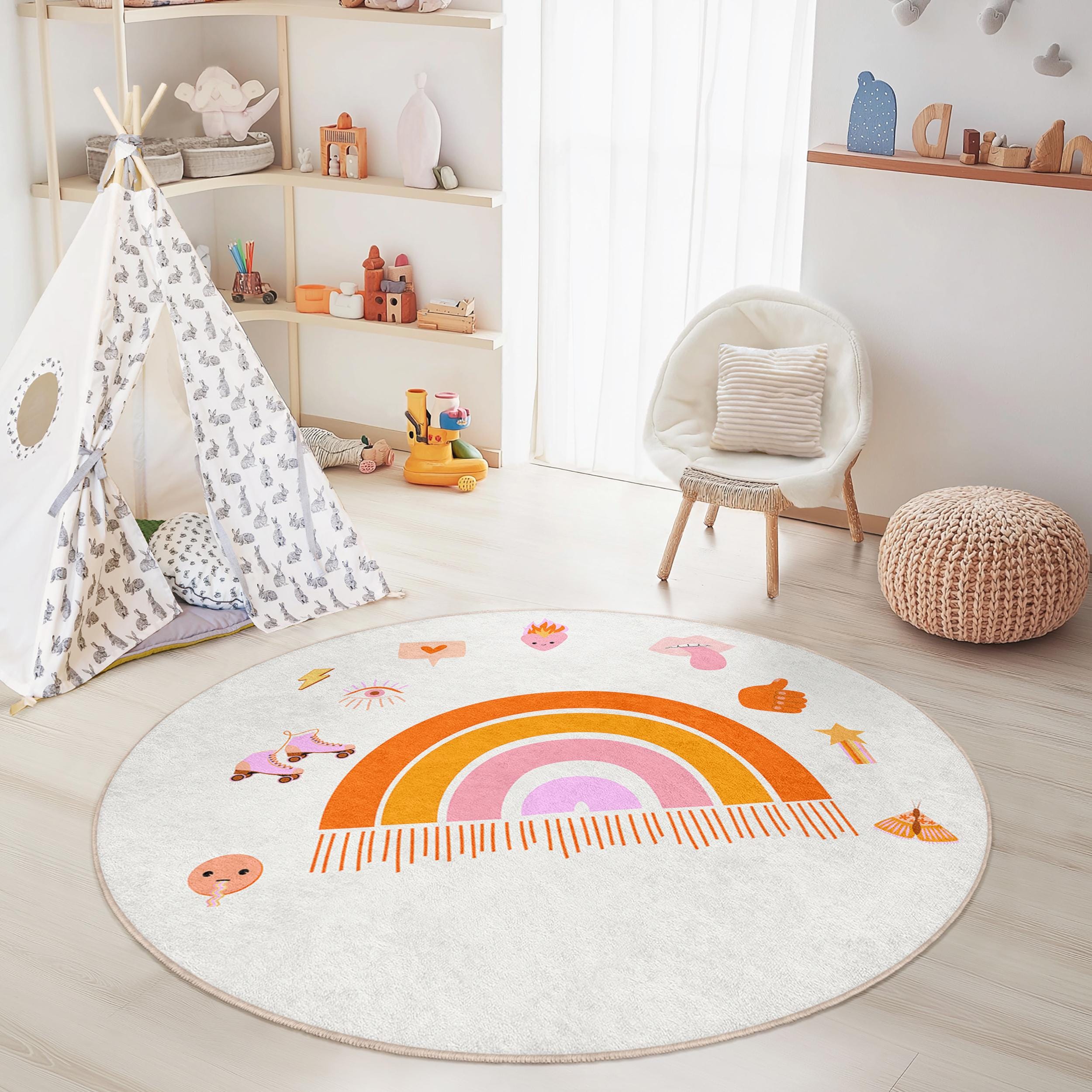 Regenbogen Kinderteppich Mehrfarbig Ø180cm