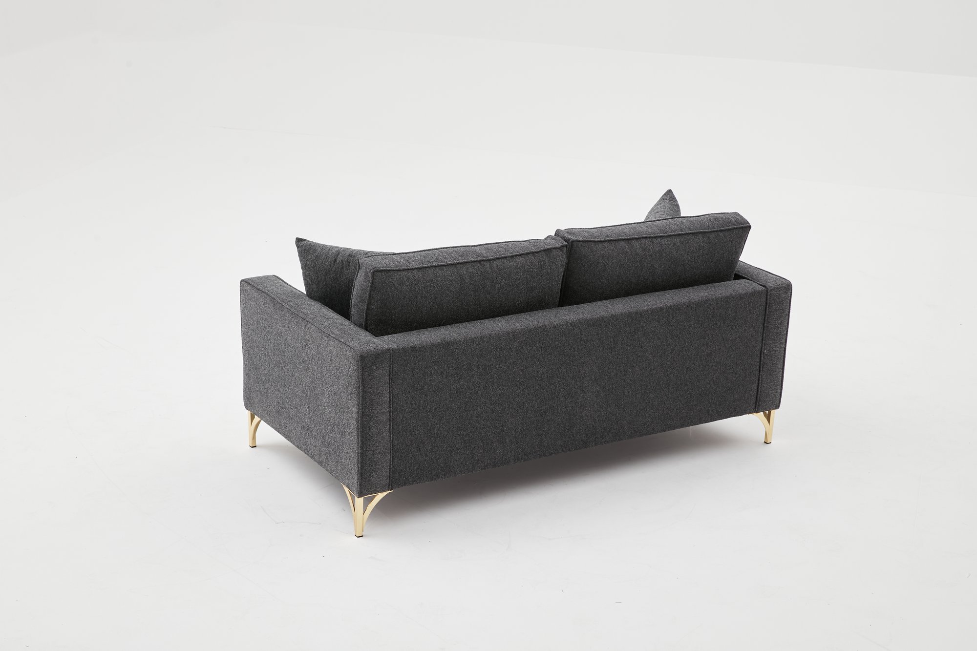 Lima Sofa 2-Sitzer Anthrazit mit goldenen Beinen