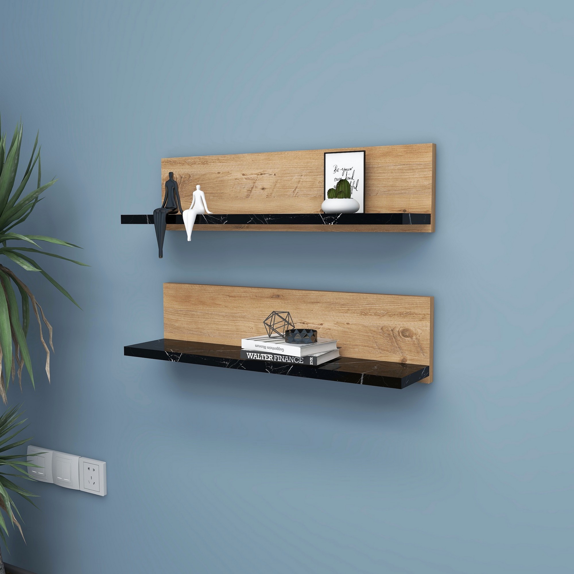 Shelf Wandregal Holz Atlantic Pine Schwarz