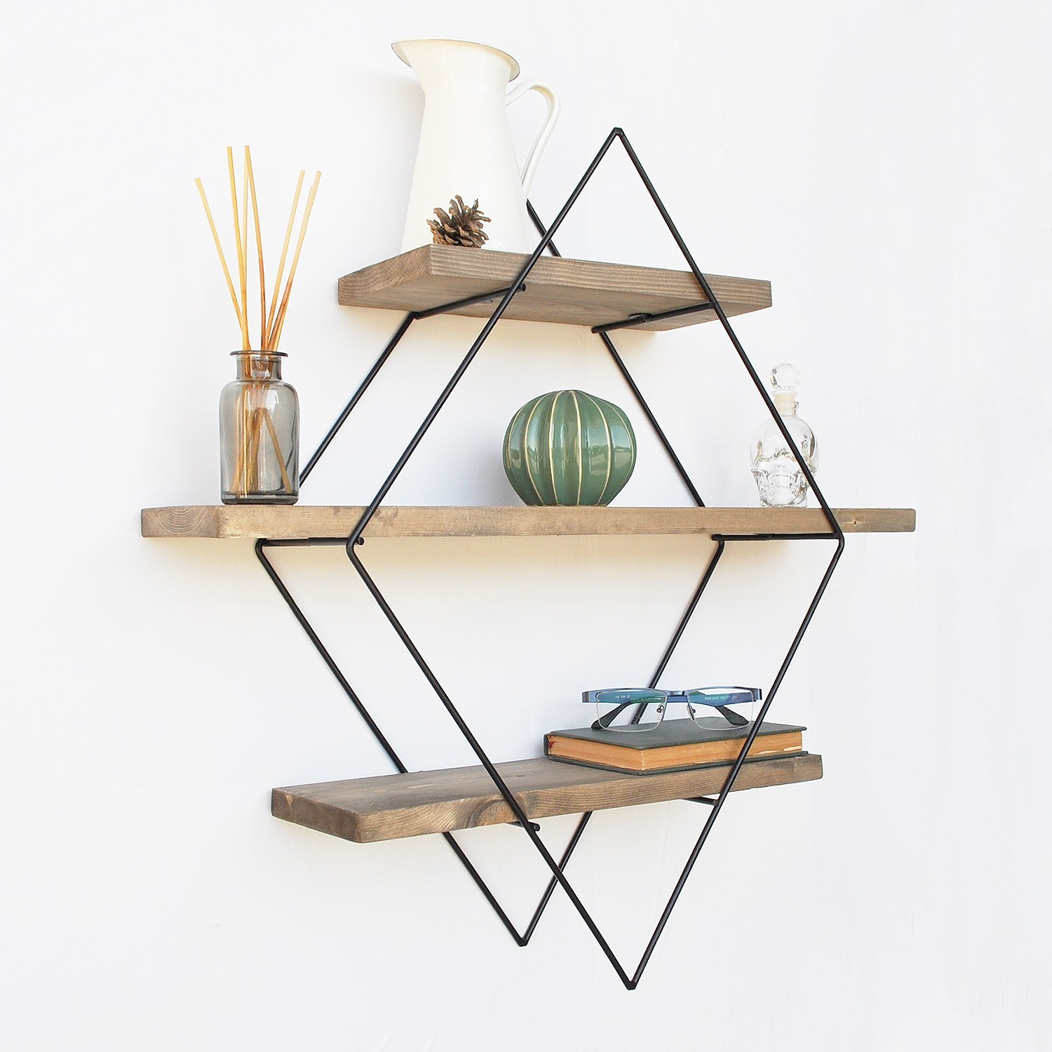 Wr007 Wooden veneer shelf Black