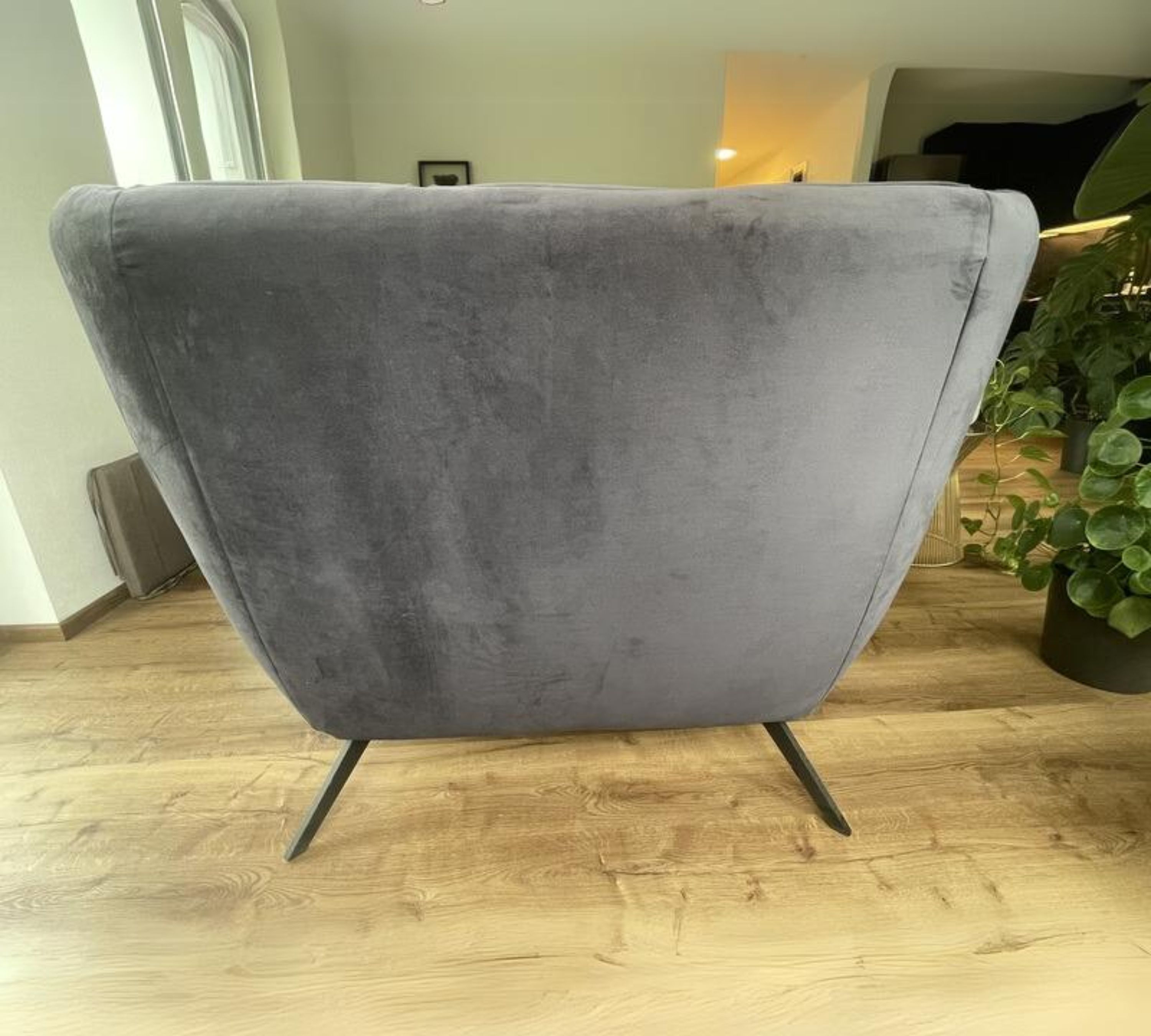 Loungesessel Samt Metall Schwarz