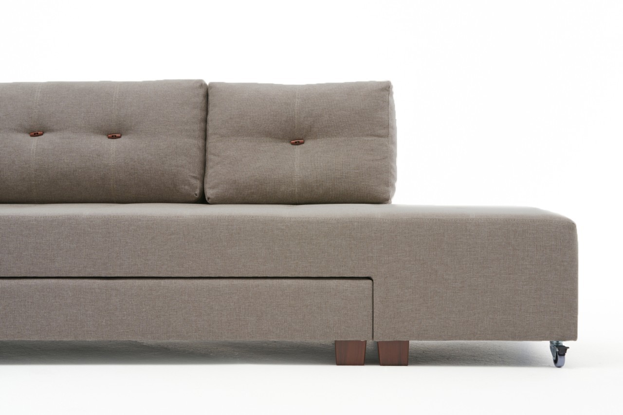 Manama Eckschlafsofa Links Cremefarbig