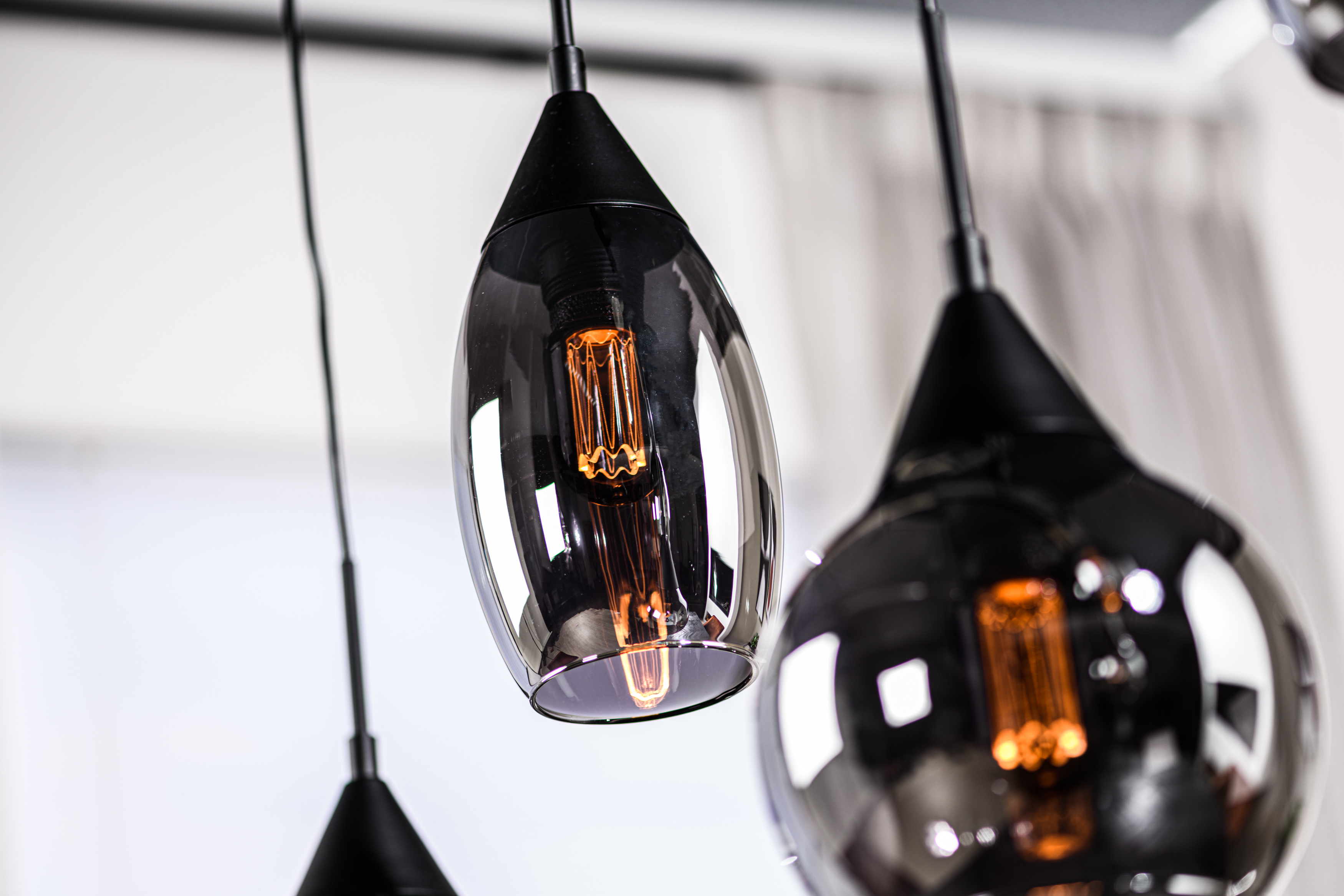 Lampada a sospensione vetro fumé grigio