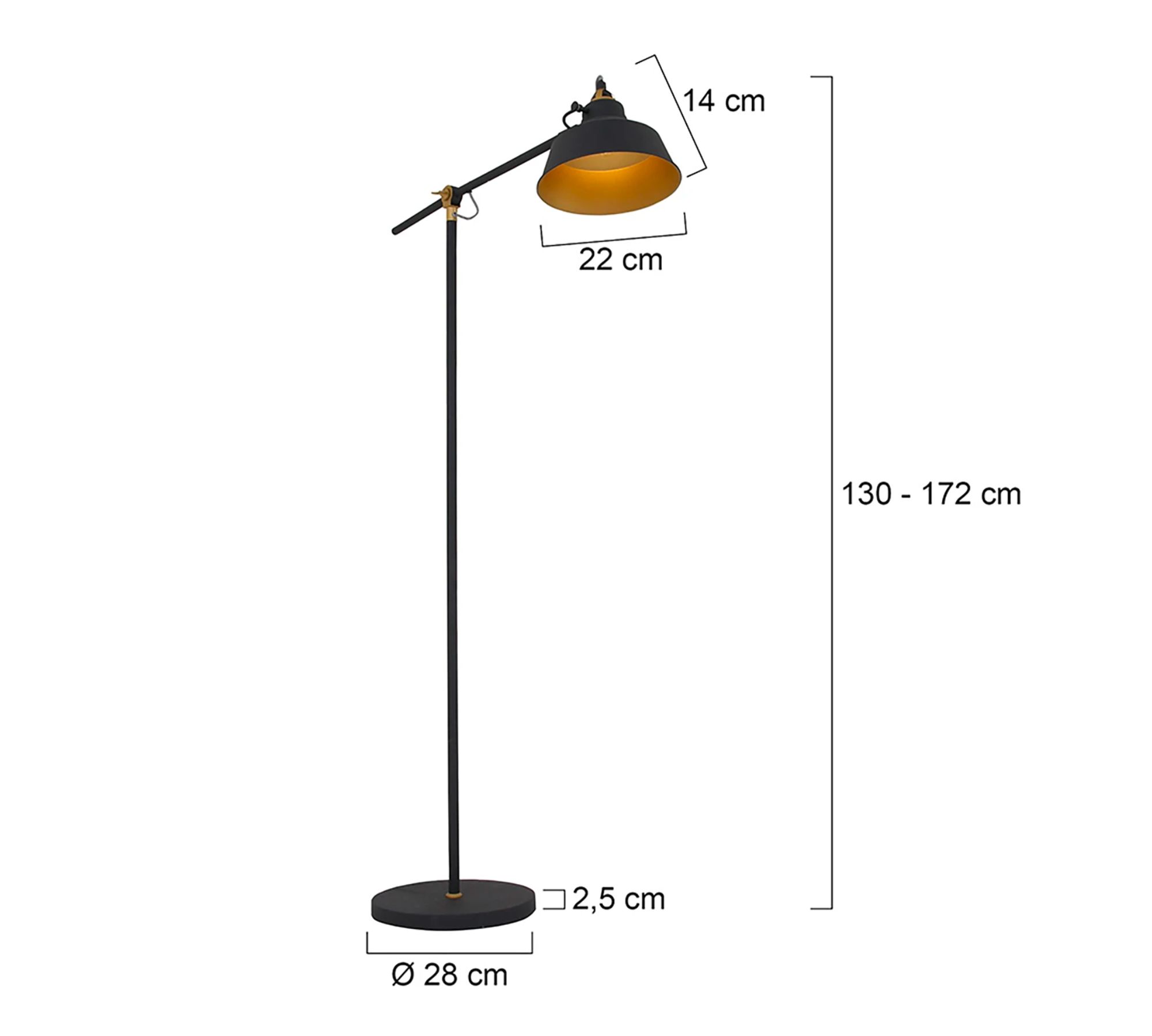 Stehlampe 1-flammig Metall Schwarz