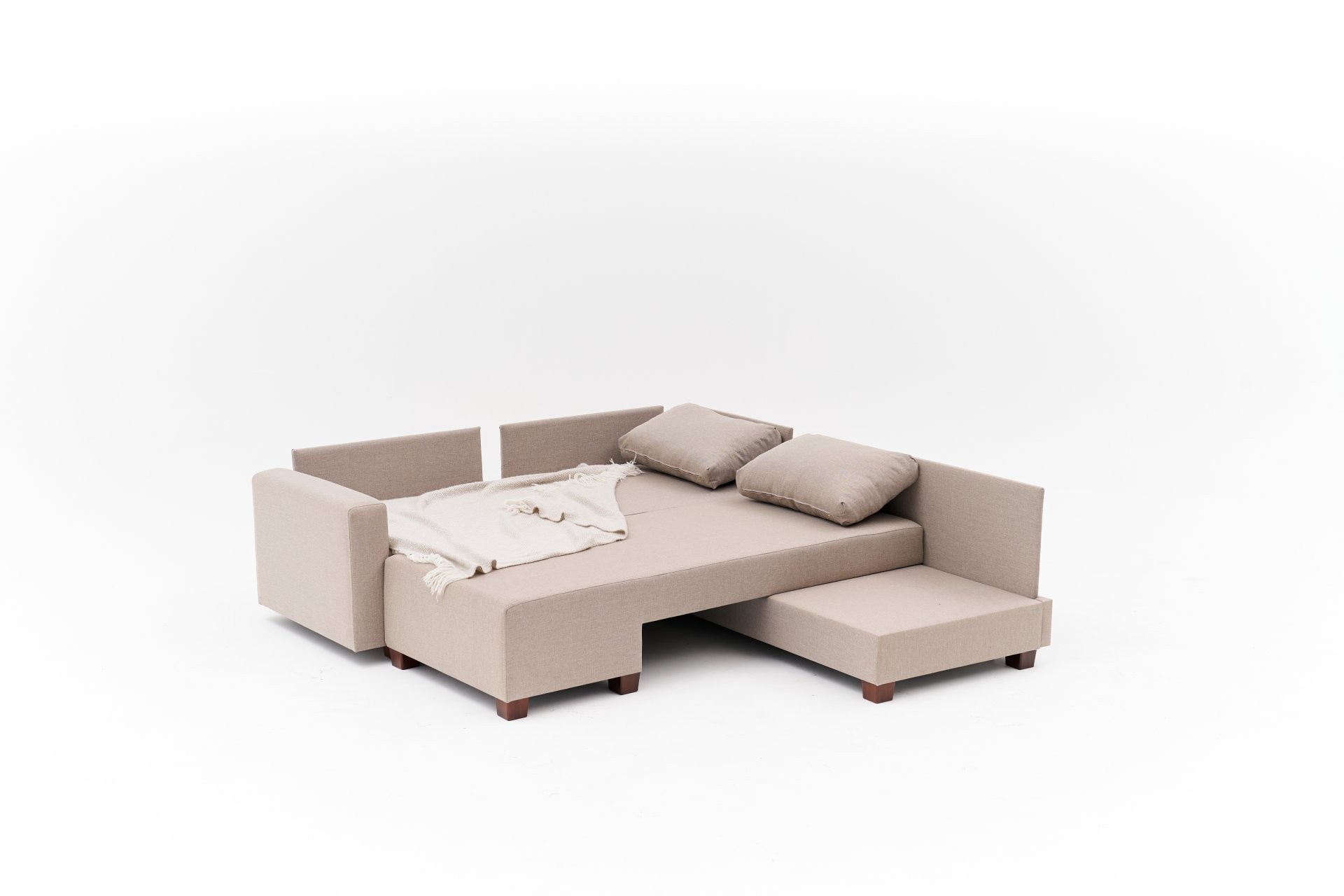 Aly  Schlafsofa Récamiere Rechts Baumwolle Beige