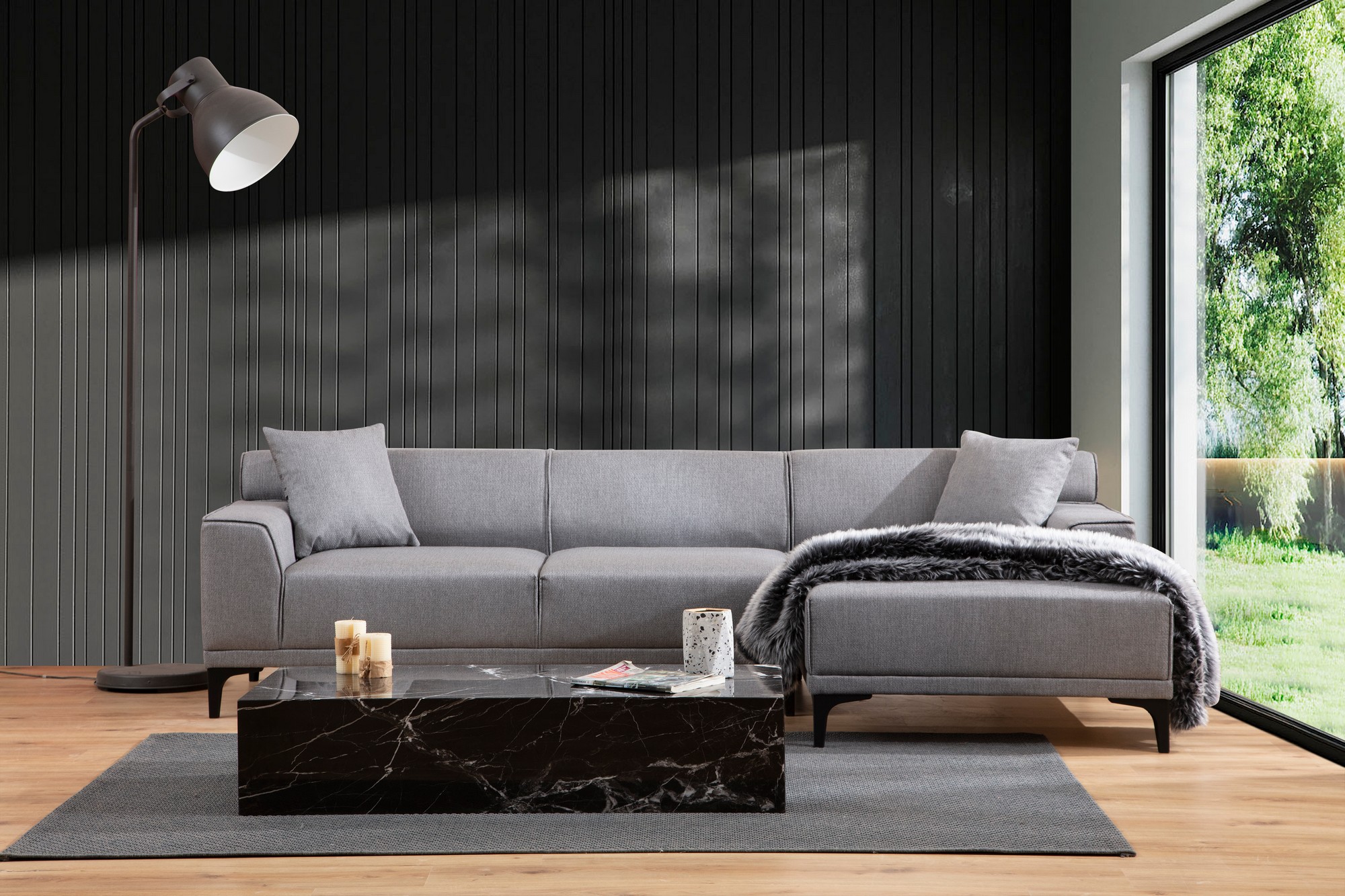 Petra R Corner Sofa Light Grey