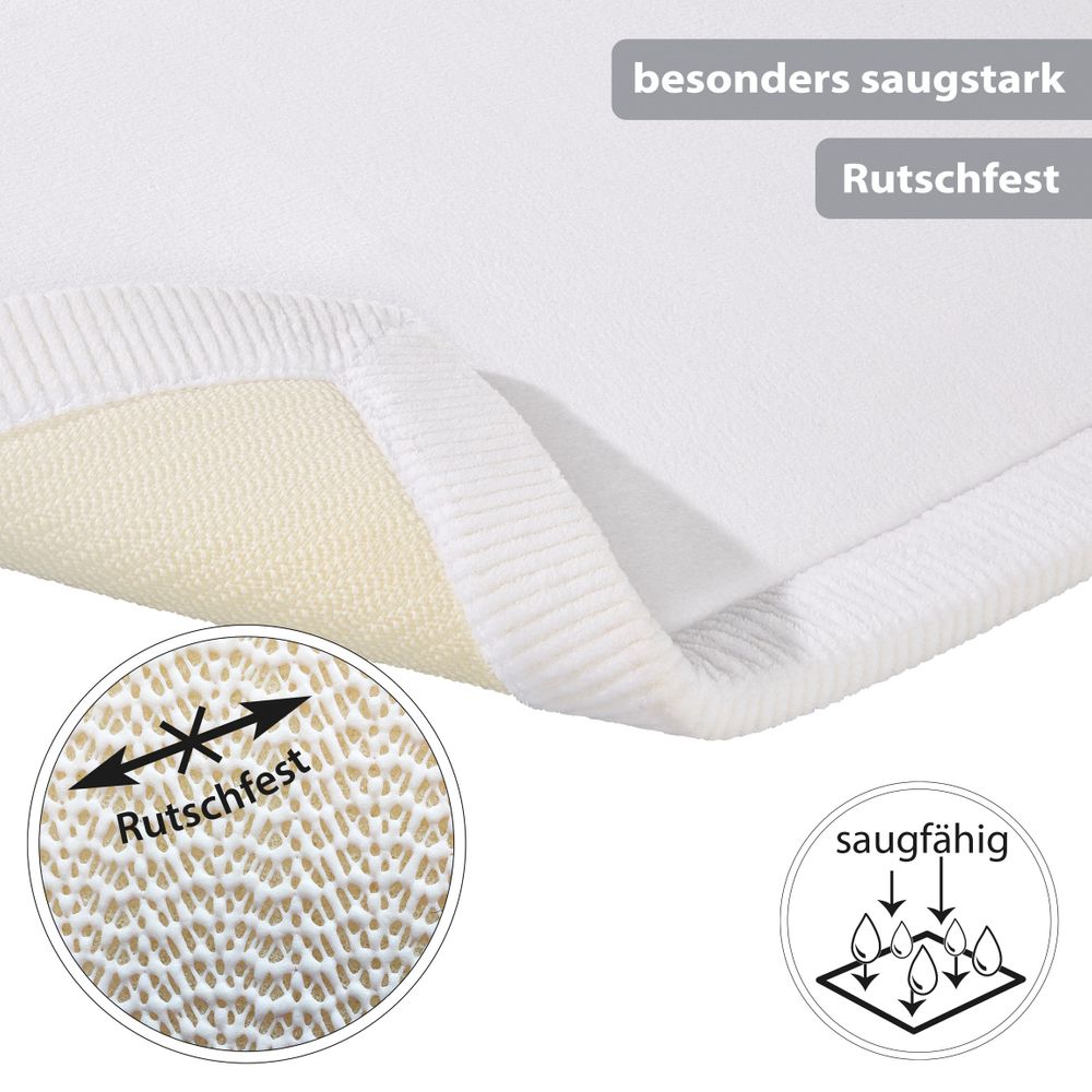 Rutschfeste Microfaser Badematte mit Memory Foam Weiß