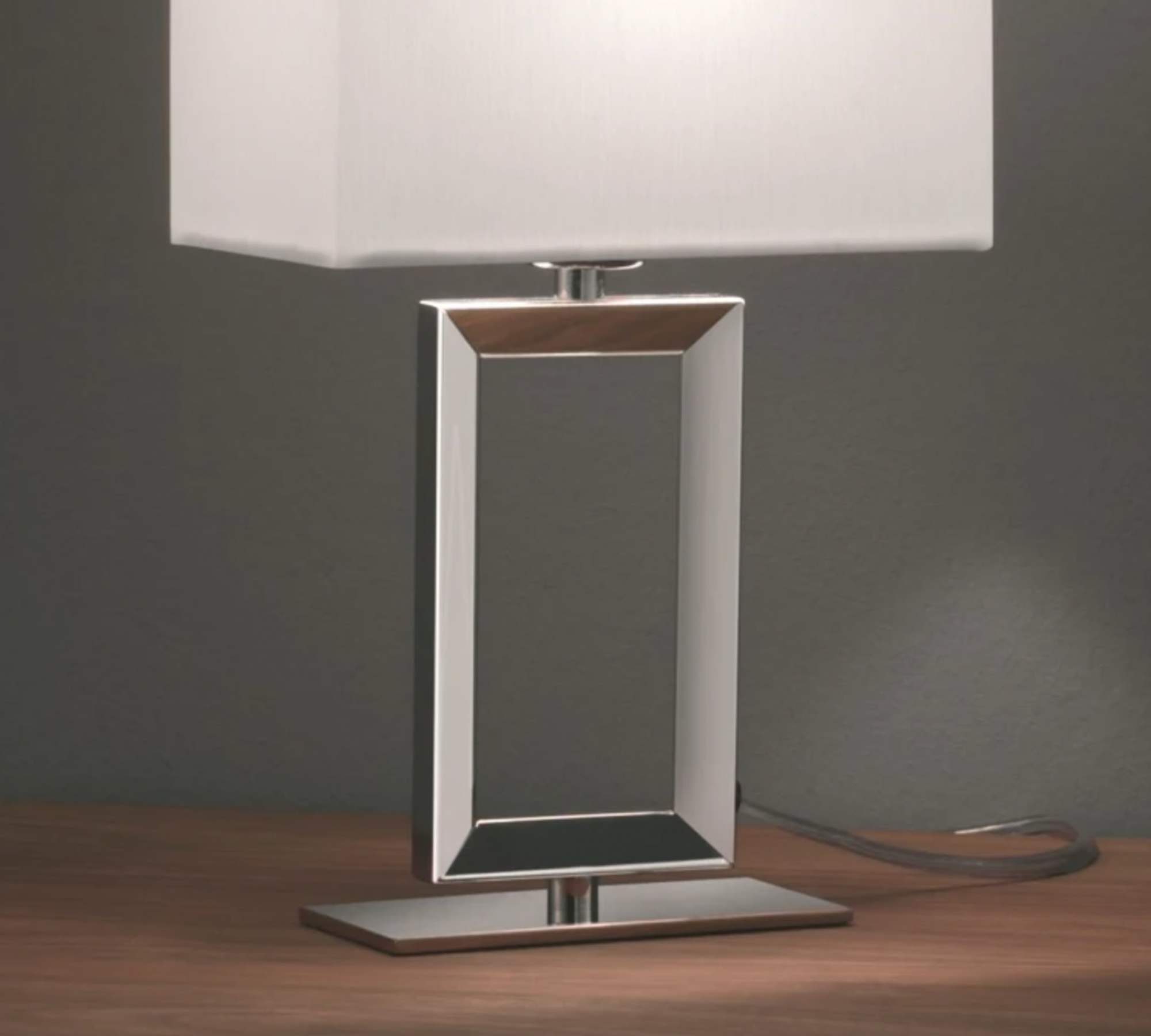 Tischlampe 1-flammig Metall Silber Weiß
