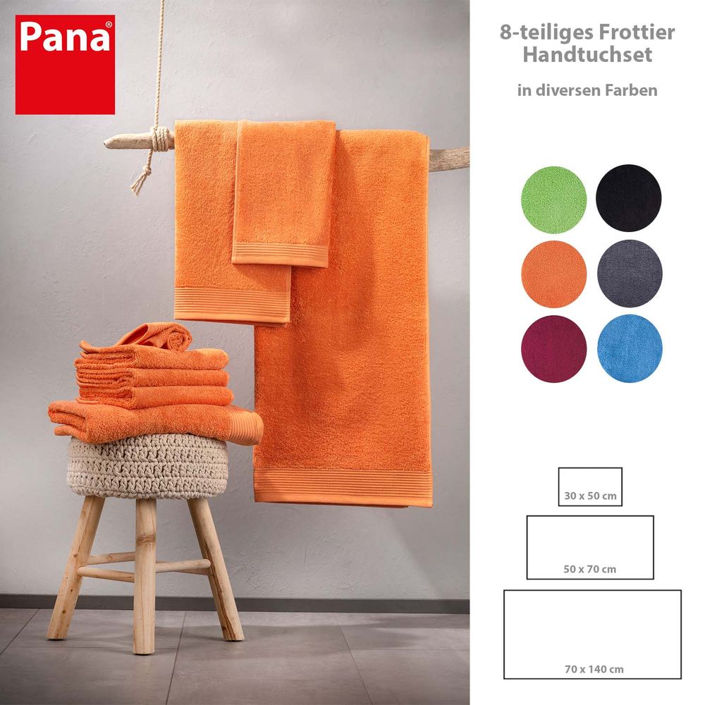 8-tlg. Frottier Handtuch-Set Orange Öko-Tex Standard 100