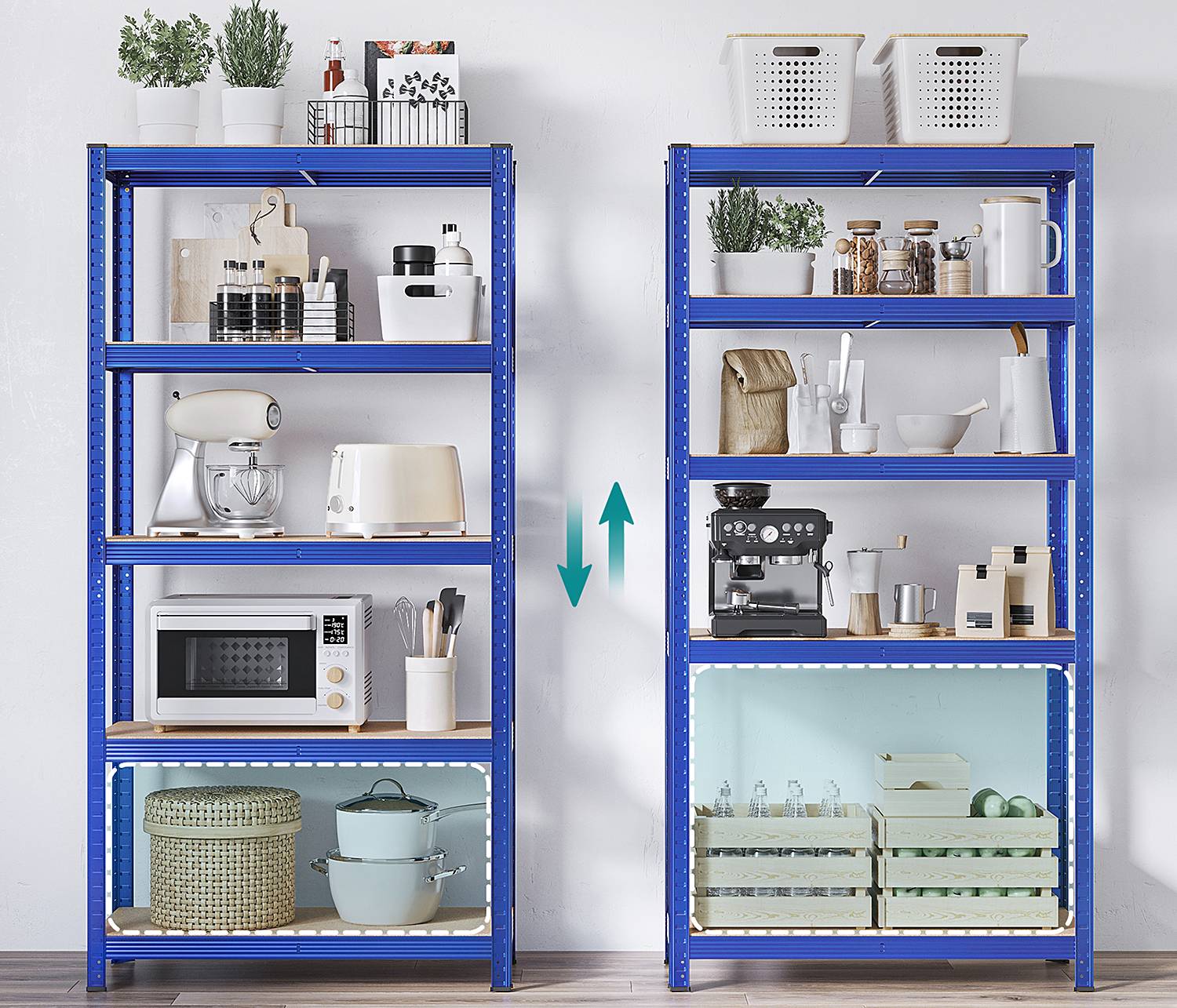 Heavy-duty shelving Hastal steel blue