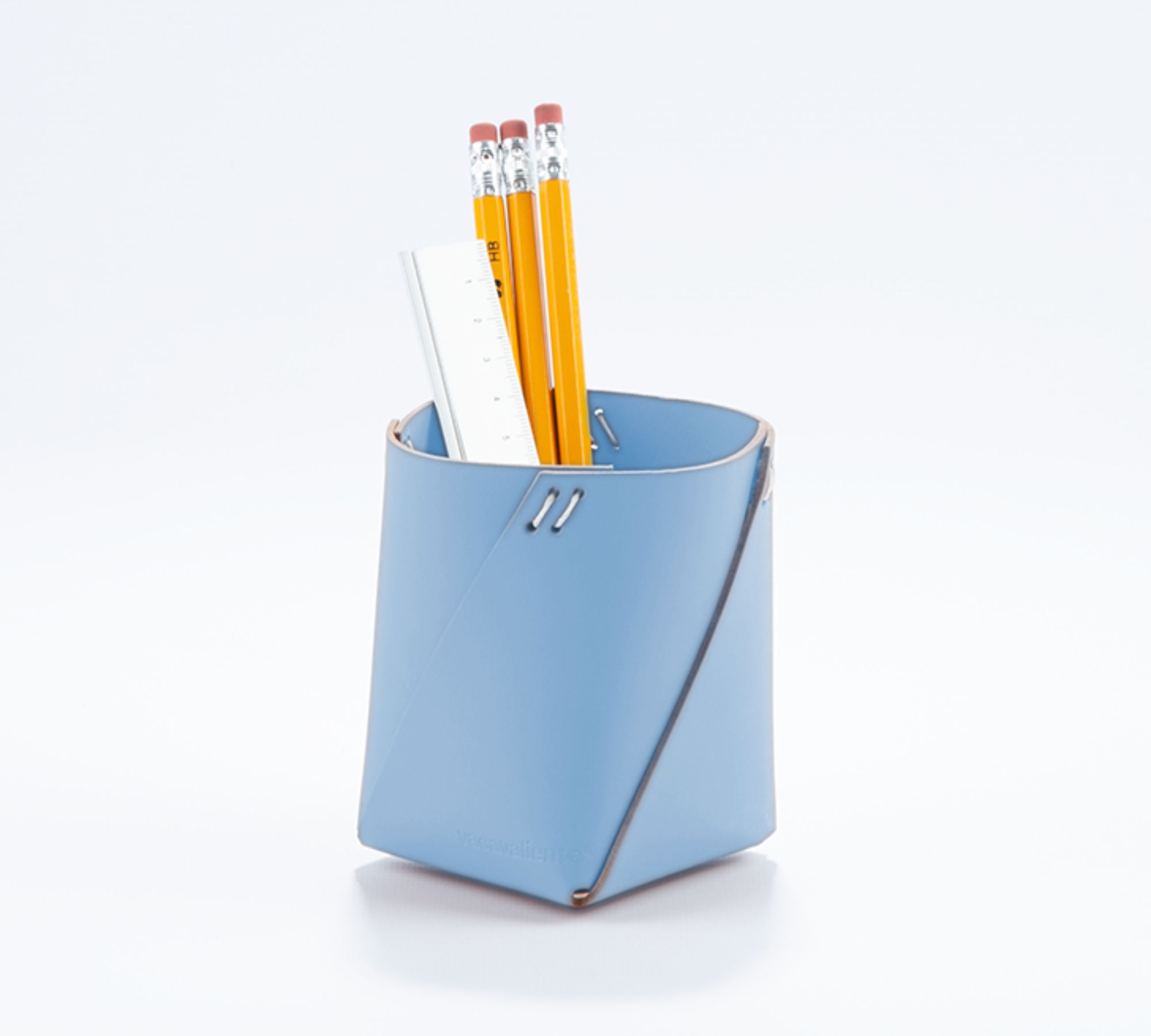 Stiftehalter 100% Recyceltes Leder Blau