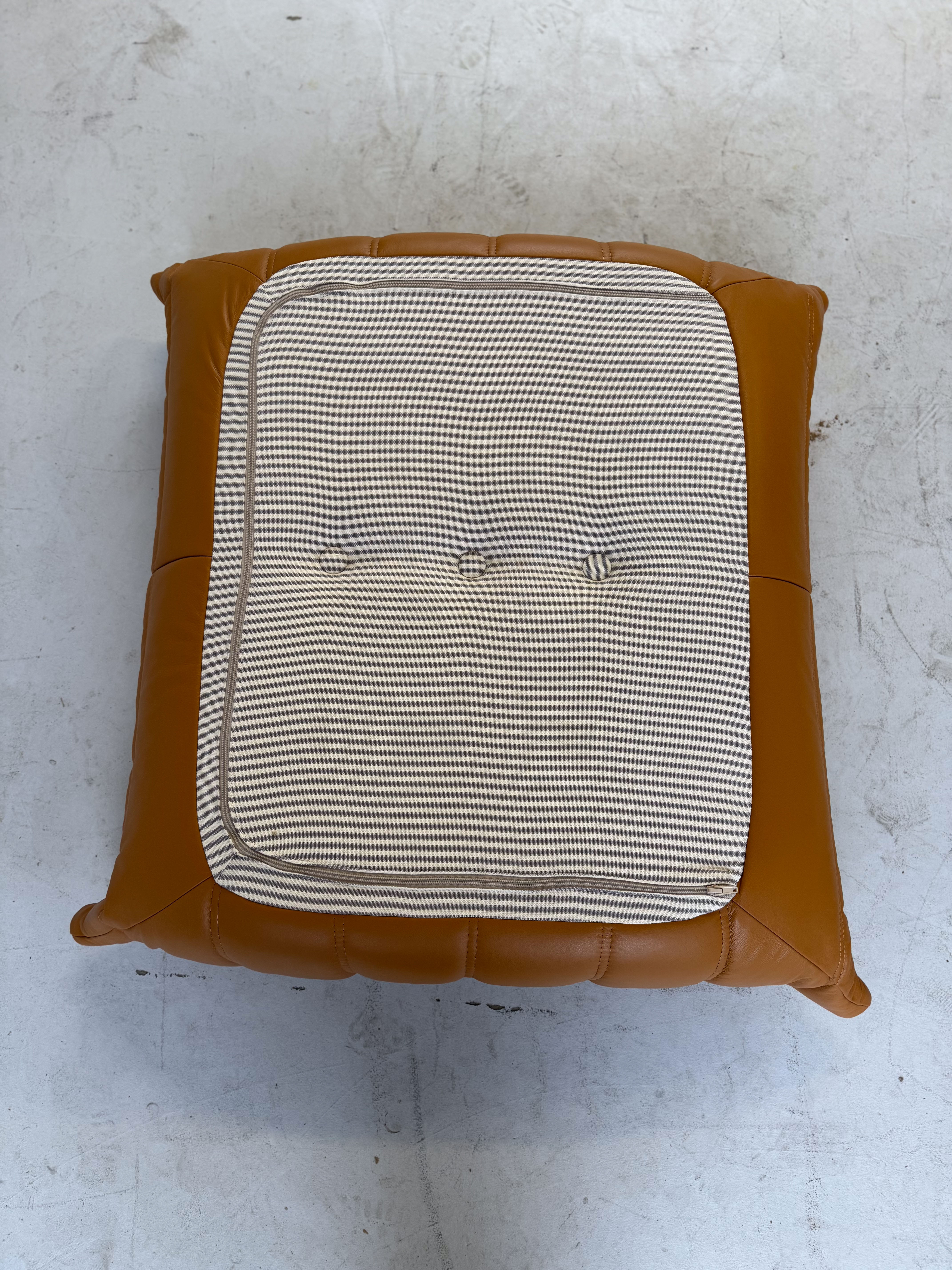 Togo armchair and ottoman set high gloss leather cognac light