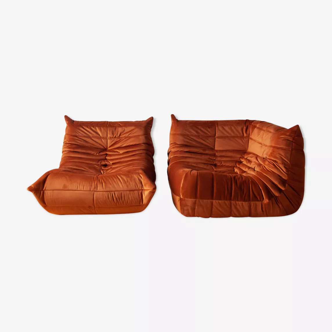 Togo Lounge Set 2-pc. Velvet Amber-Orange
