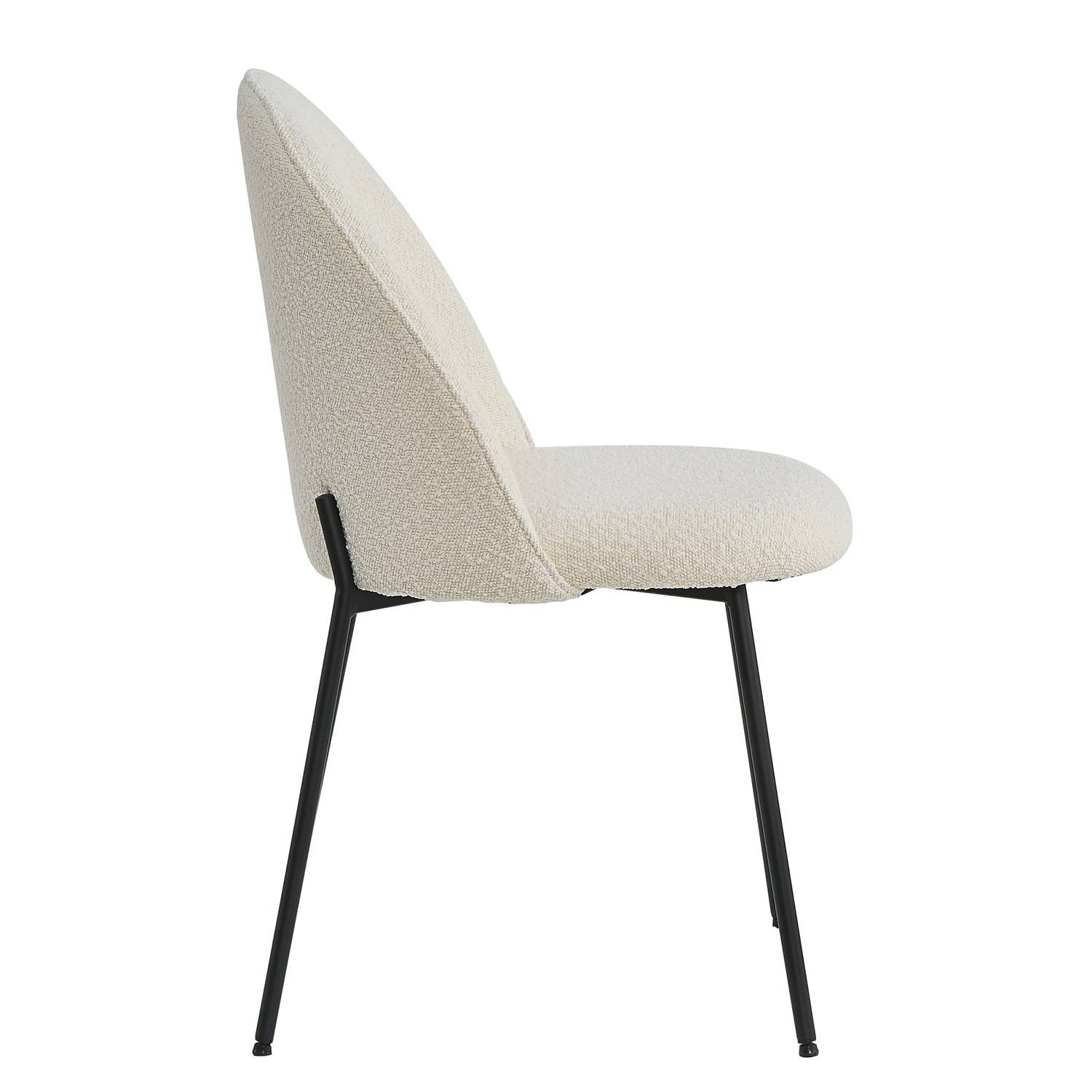 Esszimmerstuhl Byatt 2er Set Boucle Stahl Wollweiß