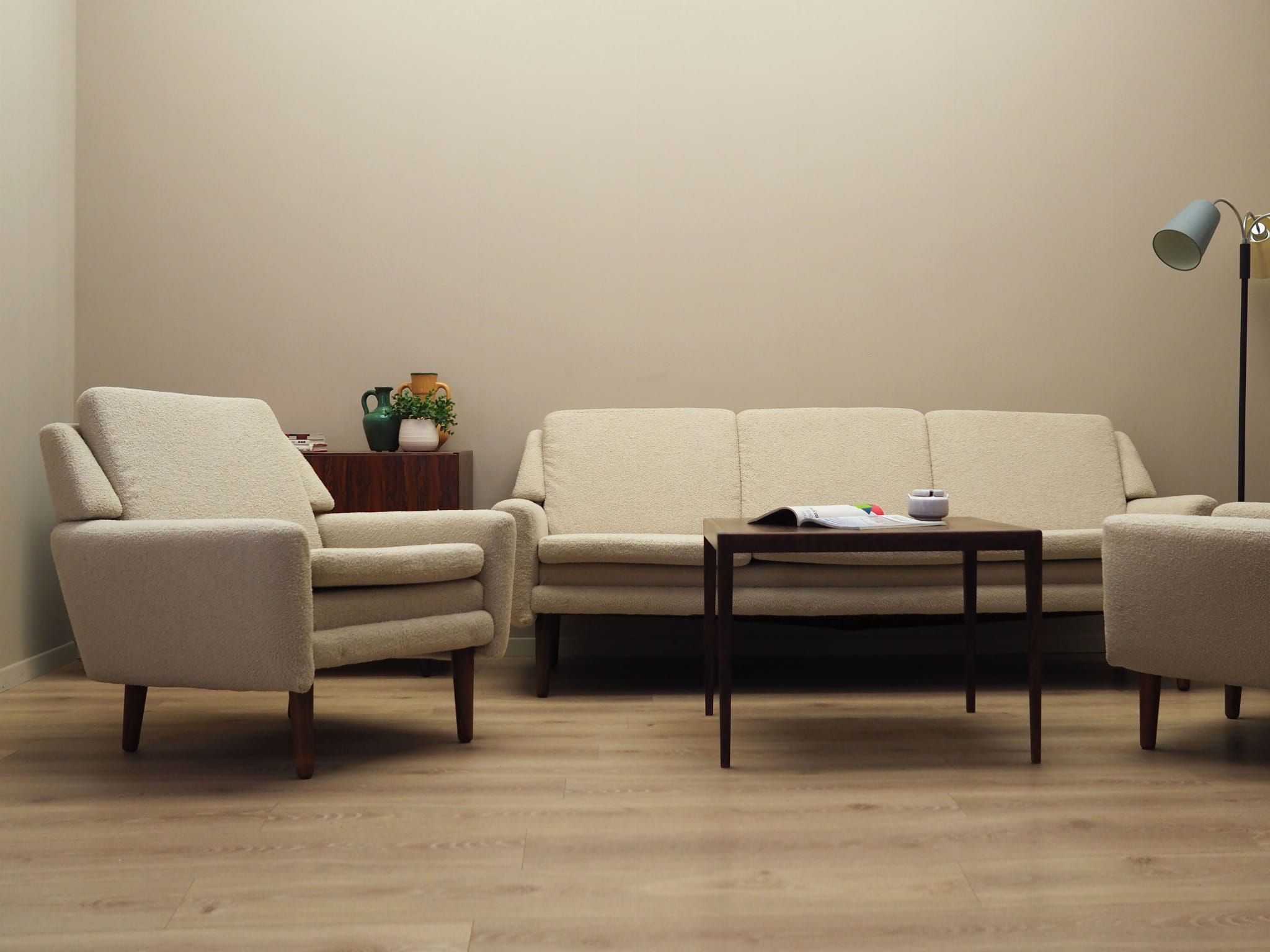 Armchair Textile Wood Cream 1970s