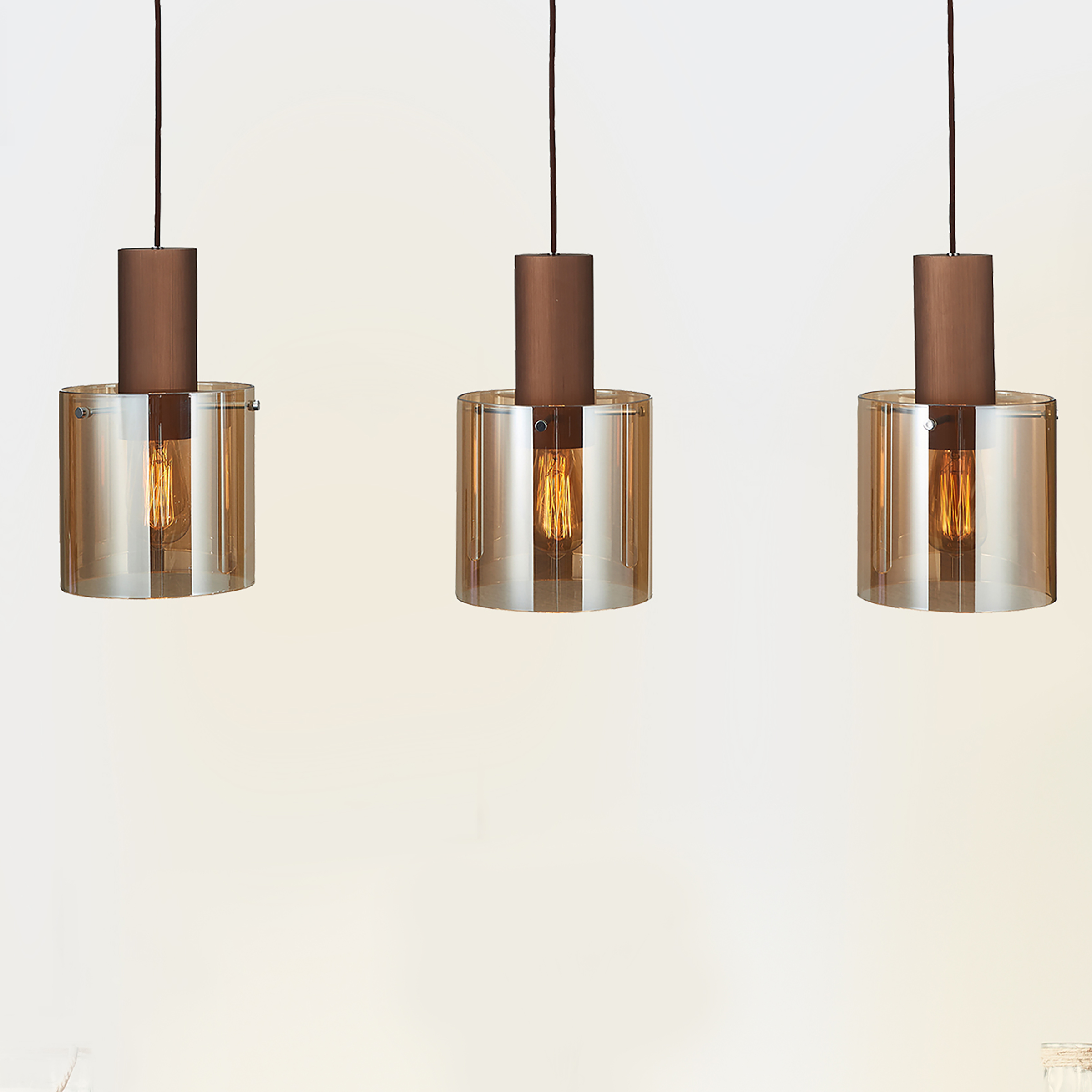 Pendelleuchte Alesund Aluminium Farbglas Kupfer