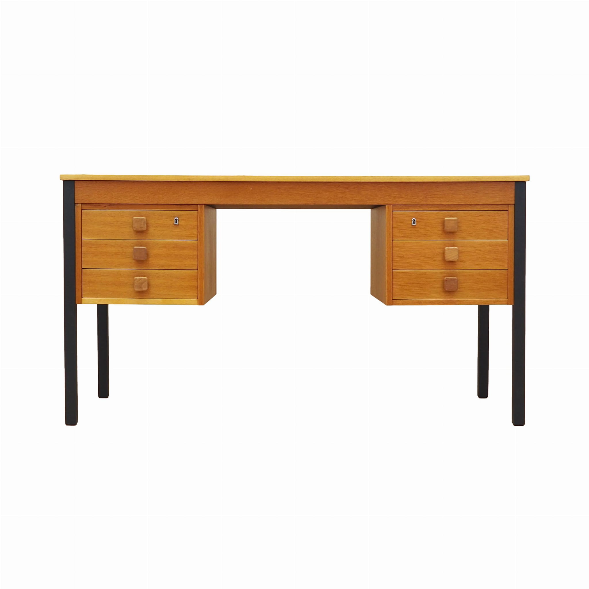 Scrivania vintage in frassino marrone anni '70