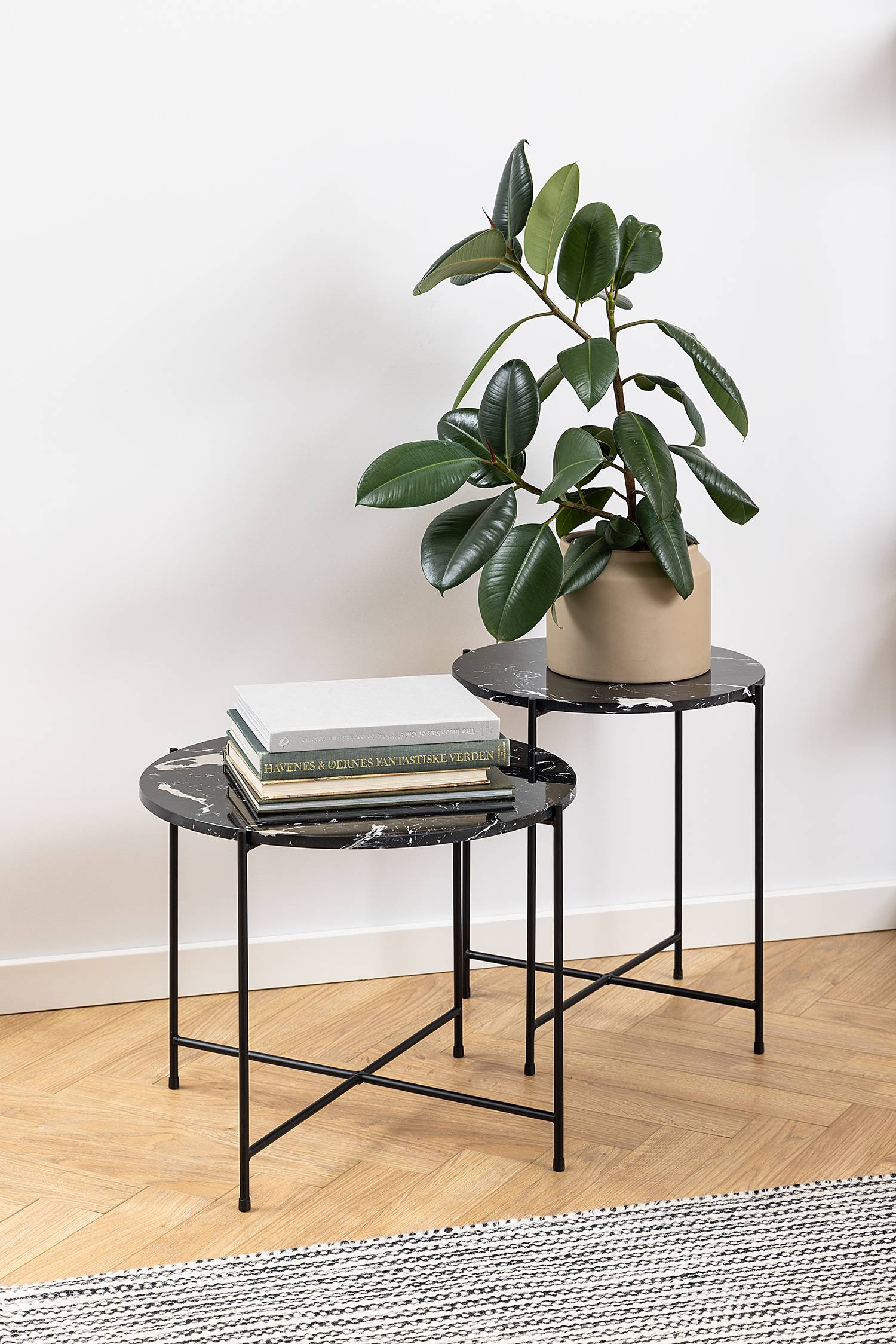 Carwile Side Table Marble Black 42 cm
