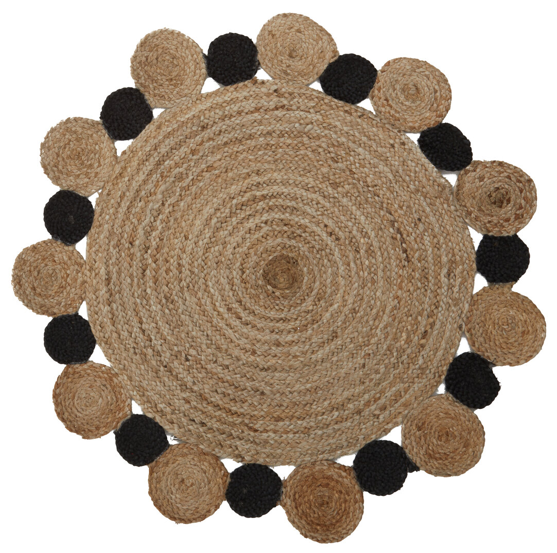 Bosie Demir Small Round Rug Jute Natural Black