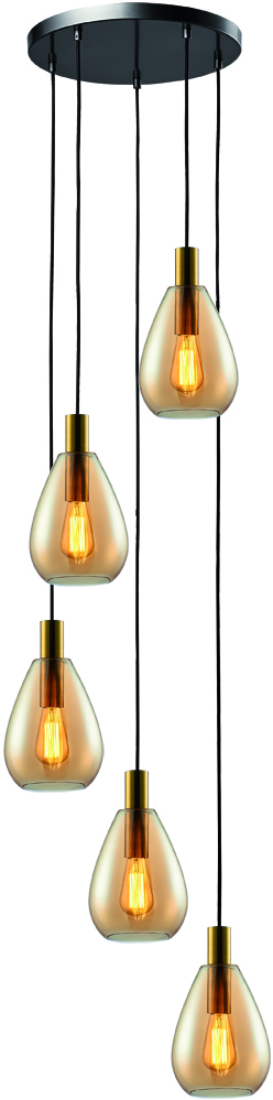 Lampada a sospensione vetro ambra