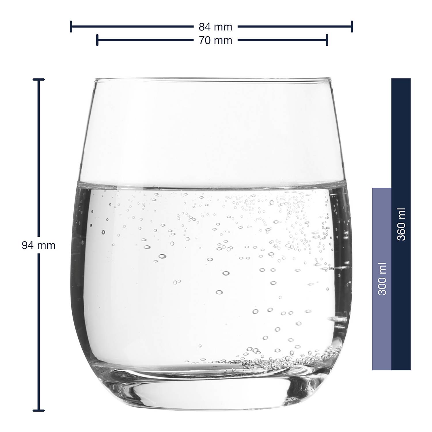 6x Tivoli Trinkglas Transparent 360ml