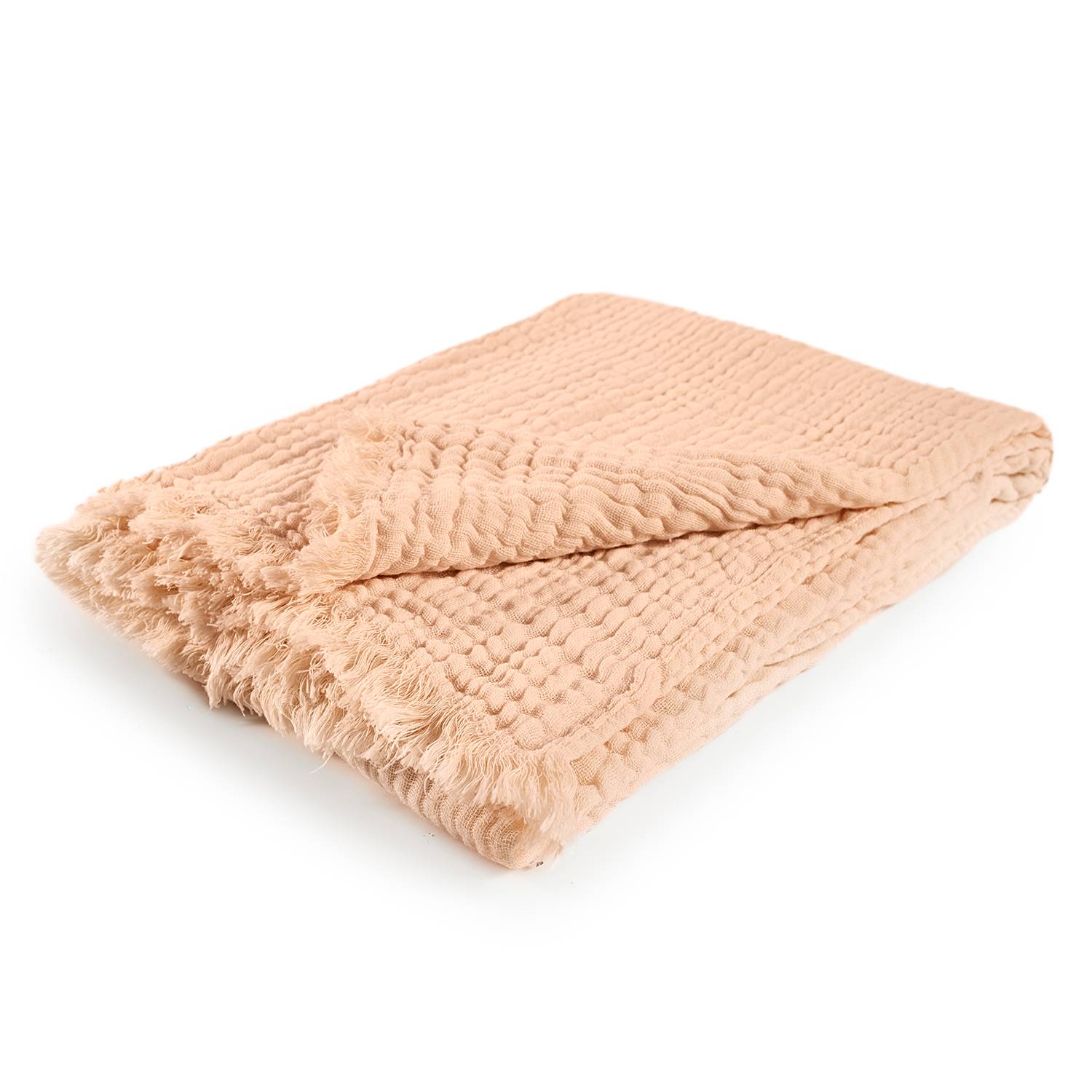 Plaid Tanea Blanket Cotton Apricot
