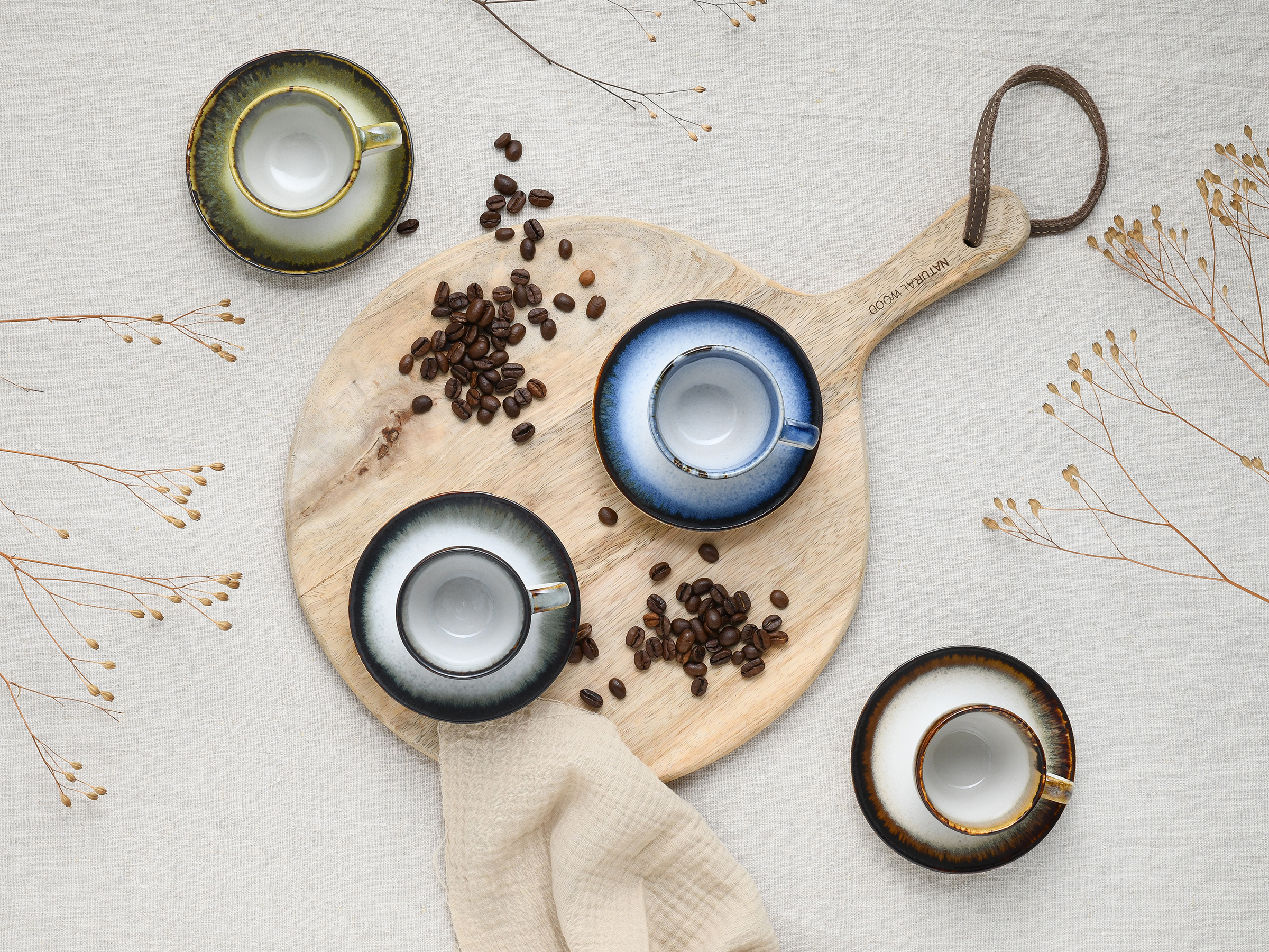 4x Cascade Espresso Cups Stoneware Multicolor