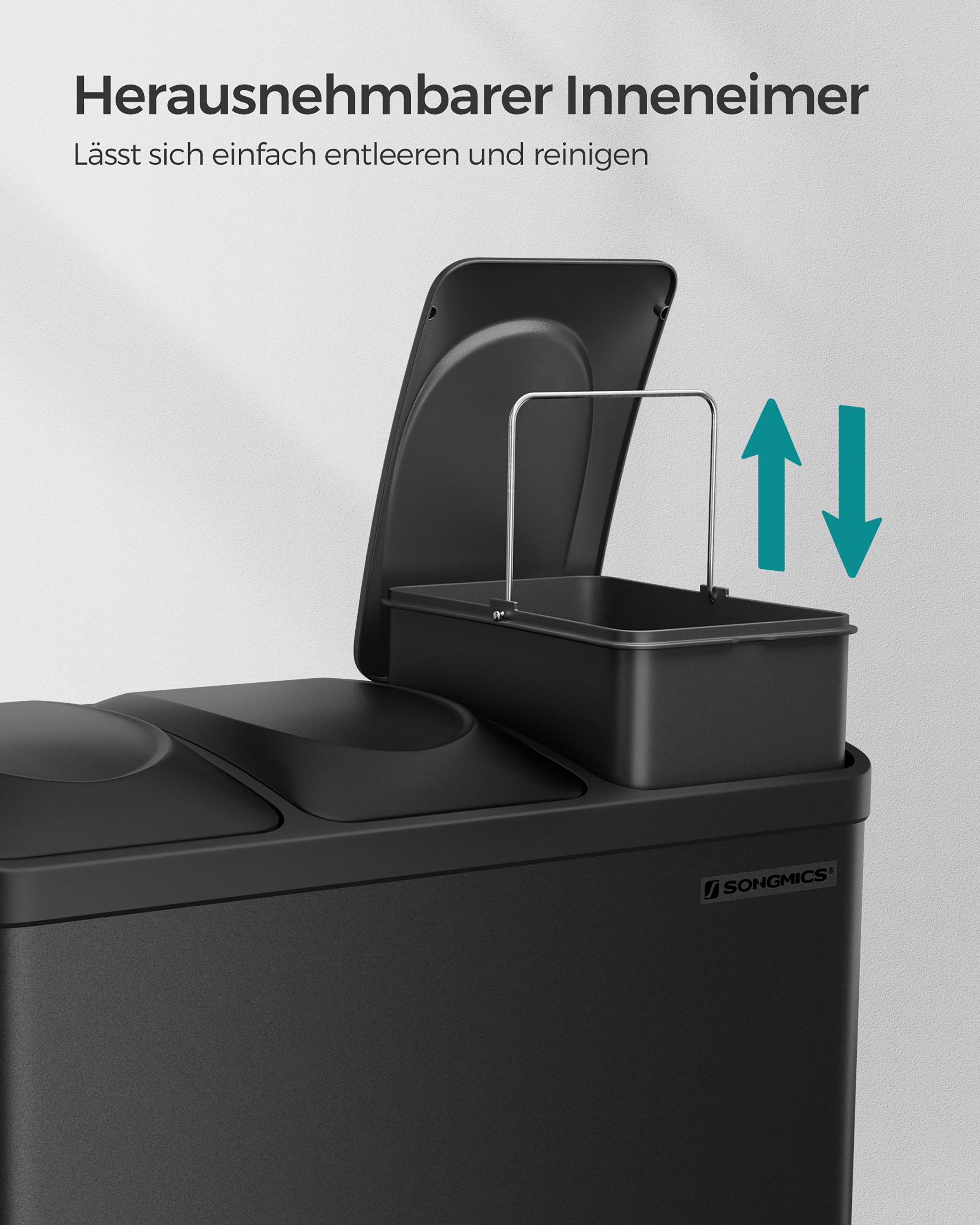 Trash Can Ibdaa Stainless Steel Black