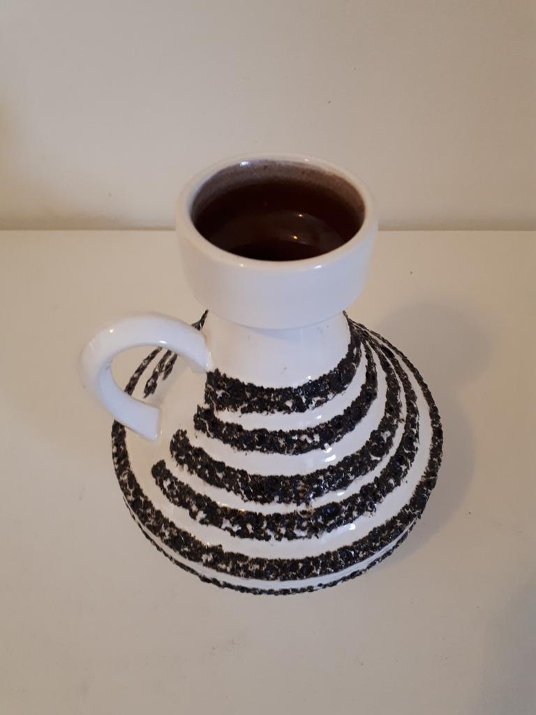 Vintage Vase Keramik Schwarz Weiß 1960er Jahre