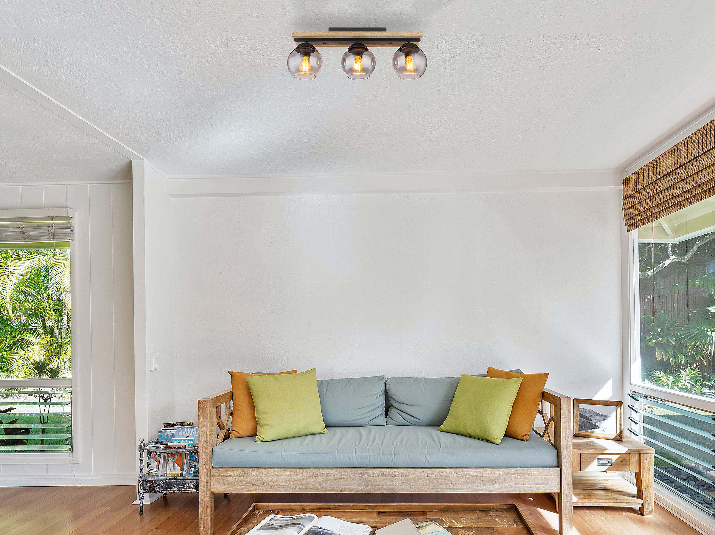 3-Flammig Conni Deckenleuchte Rauchglas 