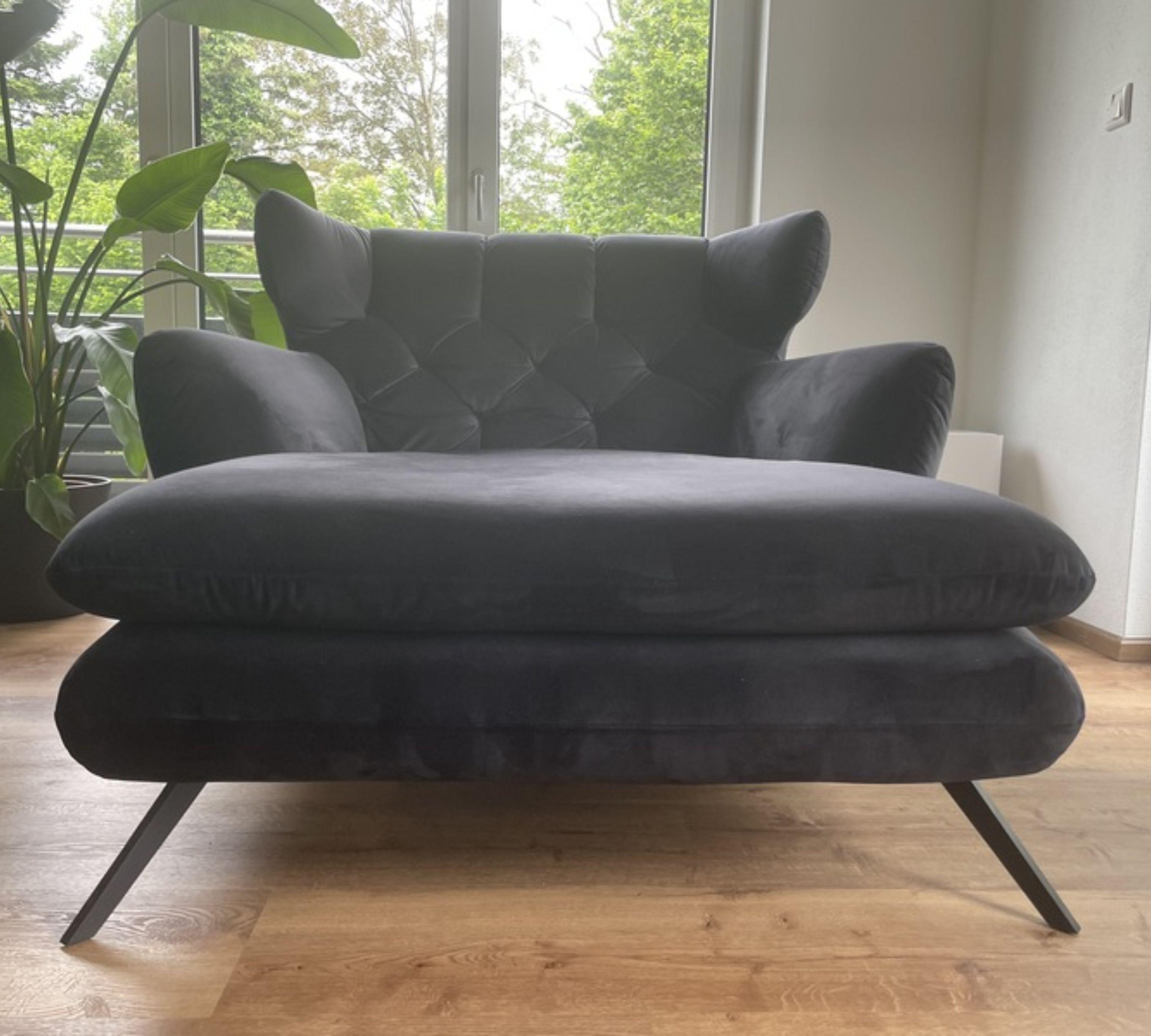 Loungesessel Samt Metall Schwarz