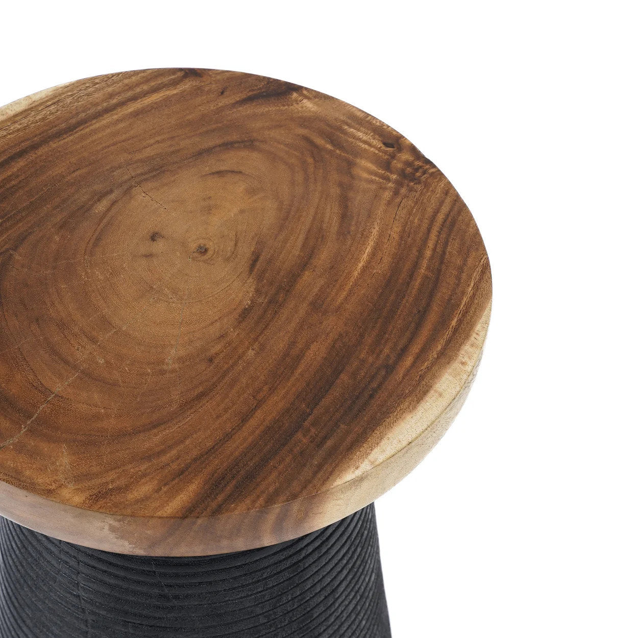 The side table End Black Natural ø40cm