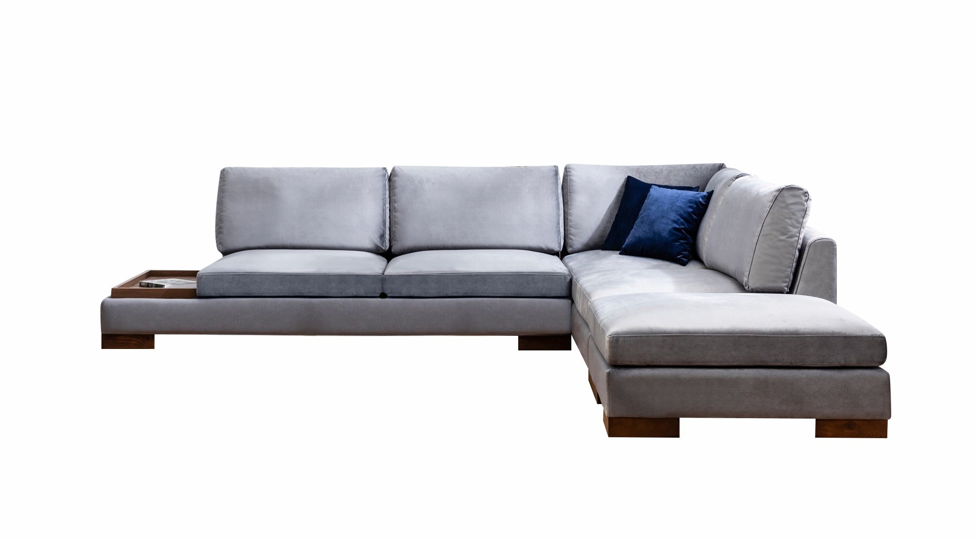 Tulip Ecksofa Rechts mit Hocker Dunkelgrau