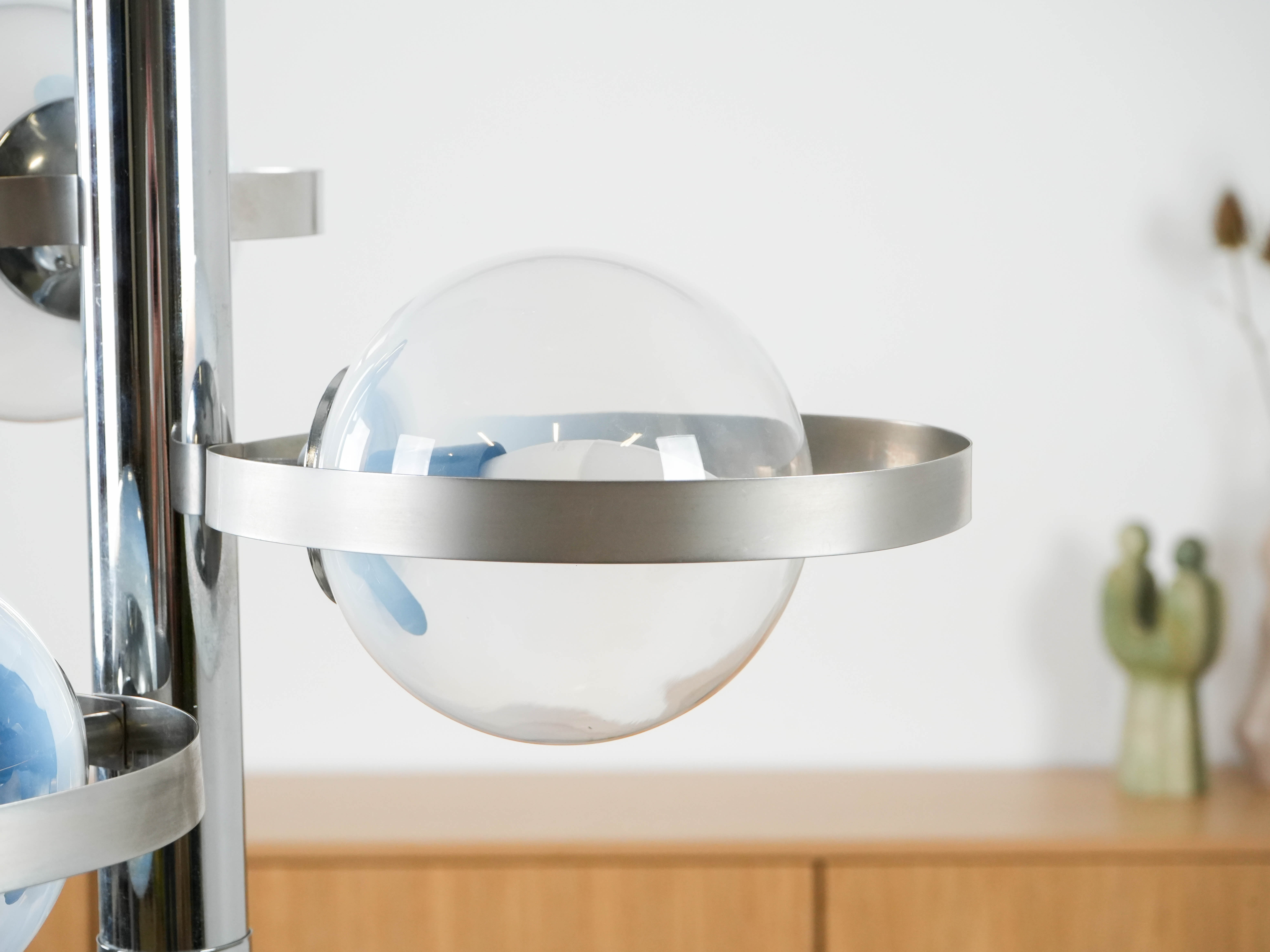 Lampada a sospensione Space Age metallo bianco anni '70
