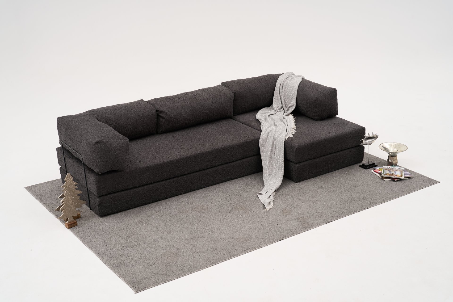 Comfort Schlafsofa Récamiere Rechts Anthrazit