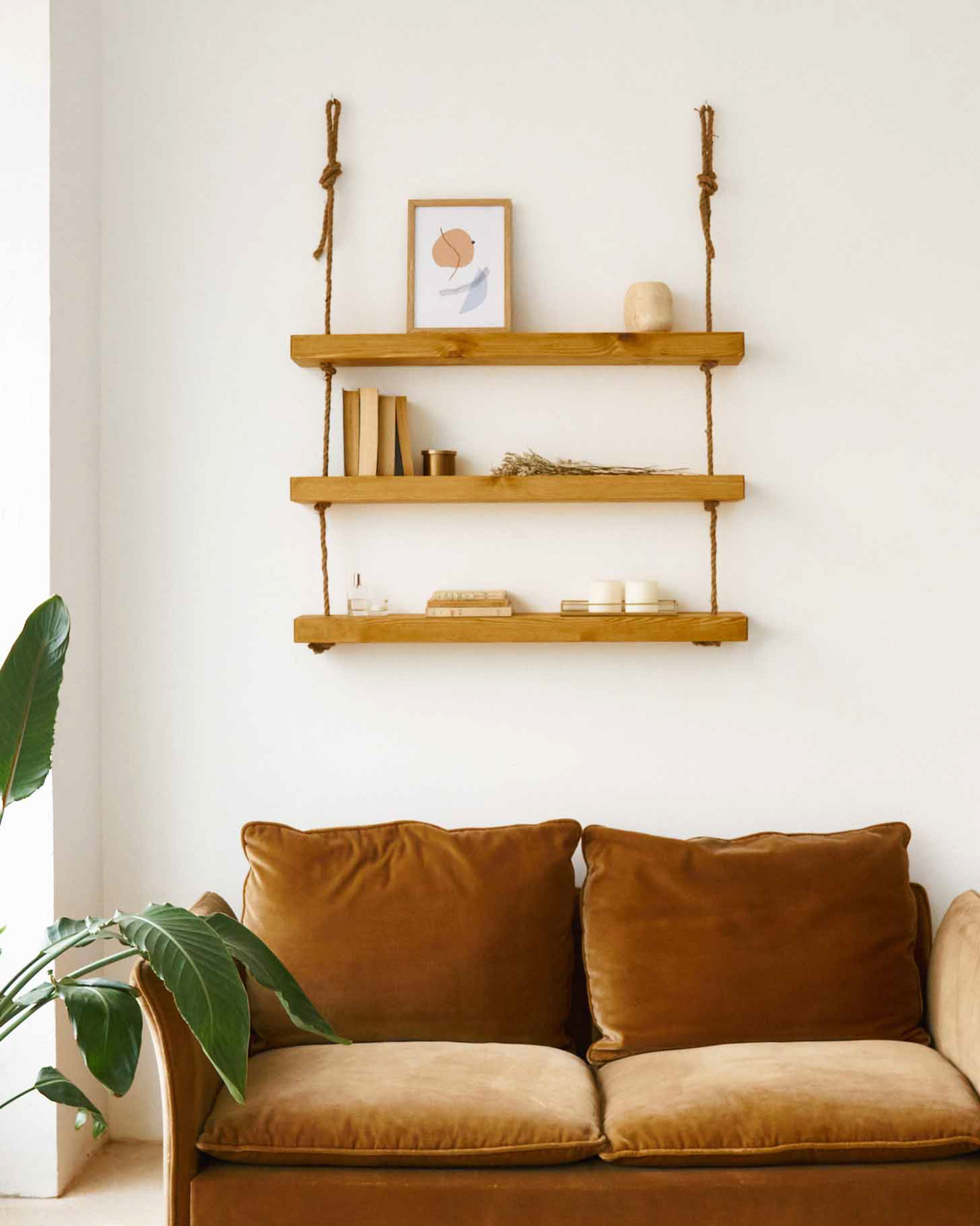 Makemba Regal Drei Regalbretter Holz Nussbaum Gealtert