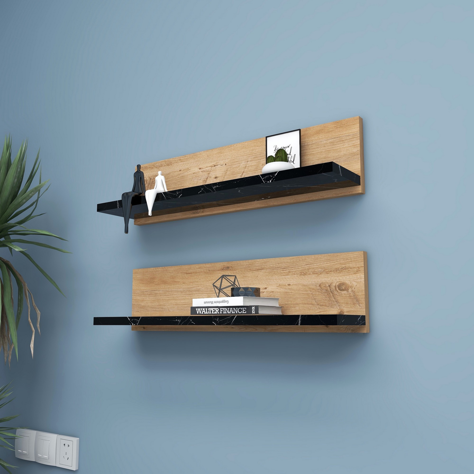 Shelf Wandregal Holz Atlantic Pine Schwarz