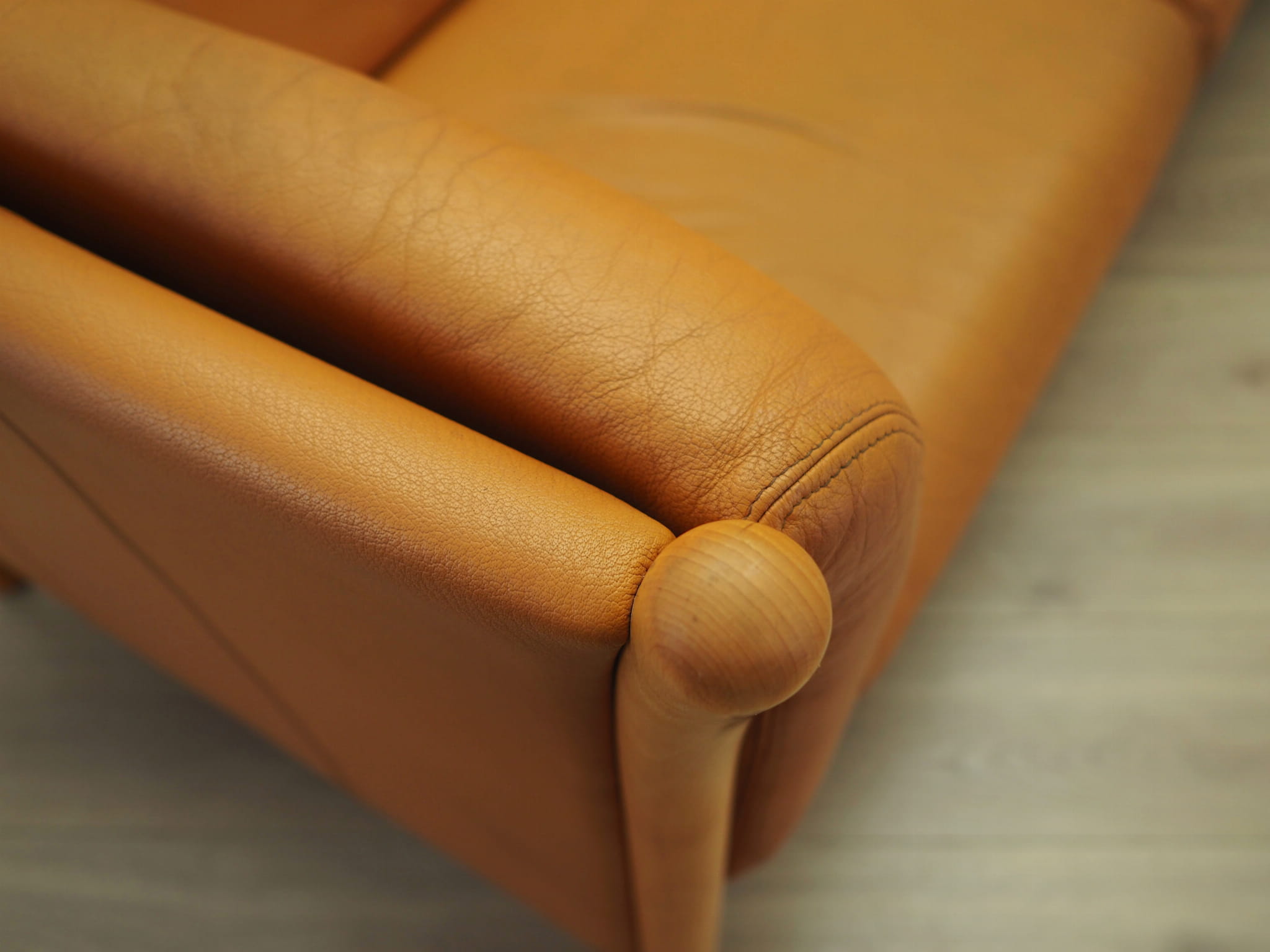 Vintage Sofa 3-Sitzer Leder Orange 1970er Jahre