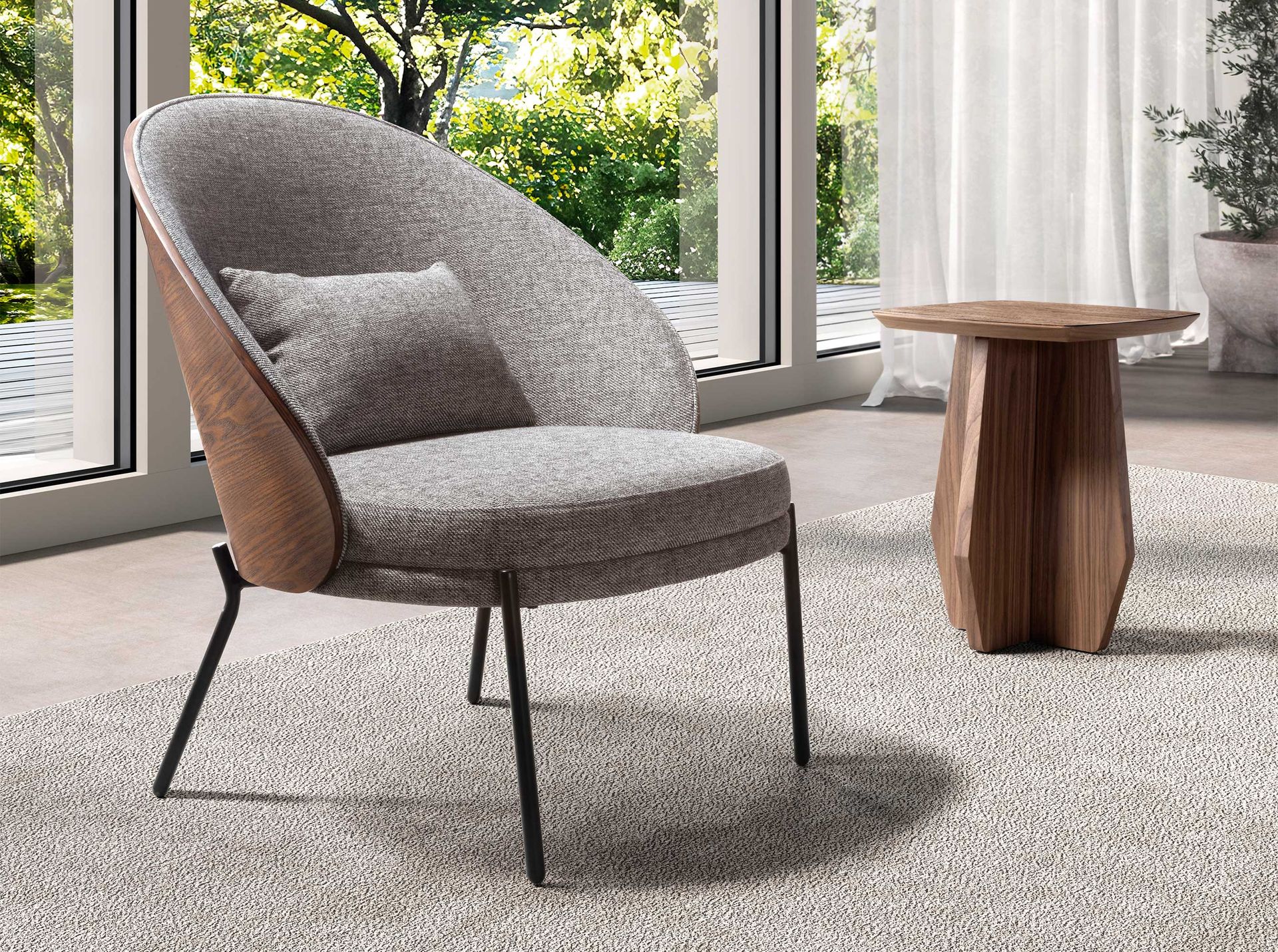 Side table walnut veneer brown