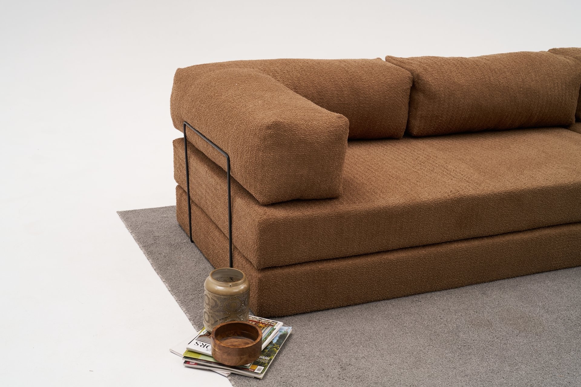 Comfort Schlafsofa 2-Sitzer mit Hocker Braun