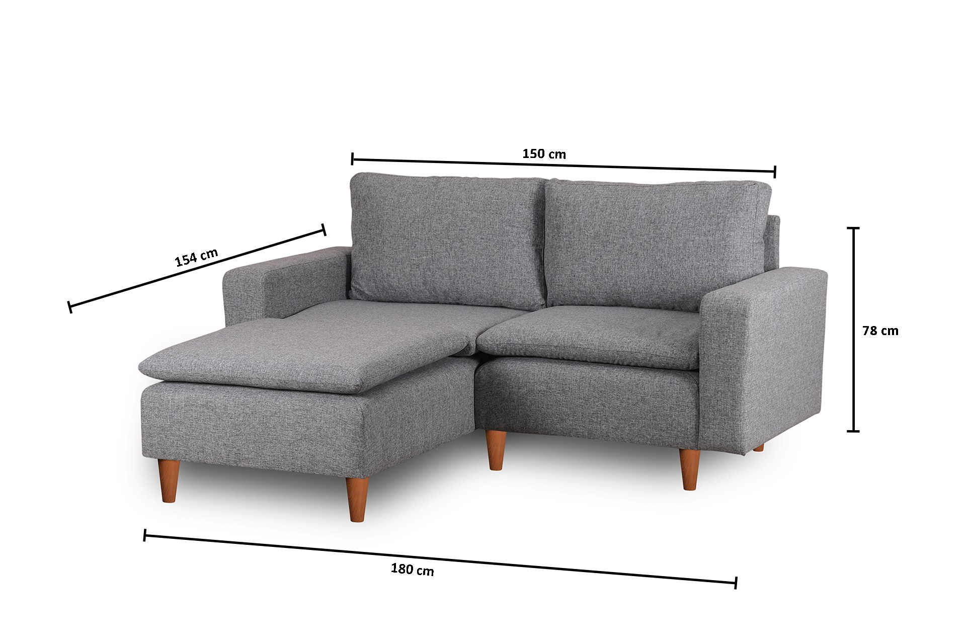 Lungo Mini Ecksofa Hellgrau