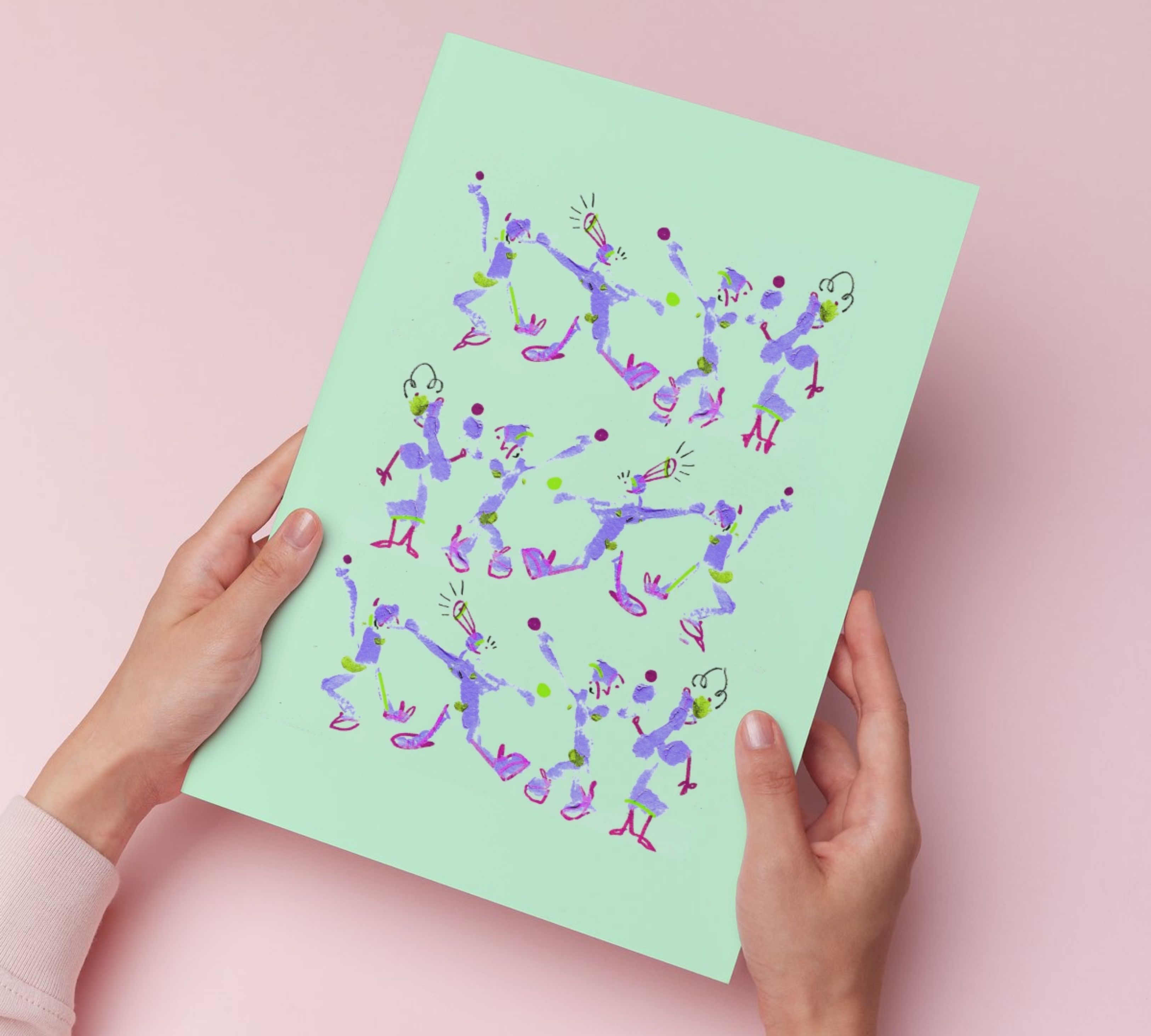 Multitude türkis mit lila Kunstdruck Mehrfarbig