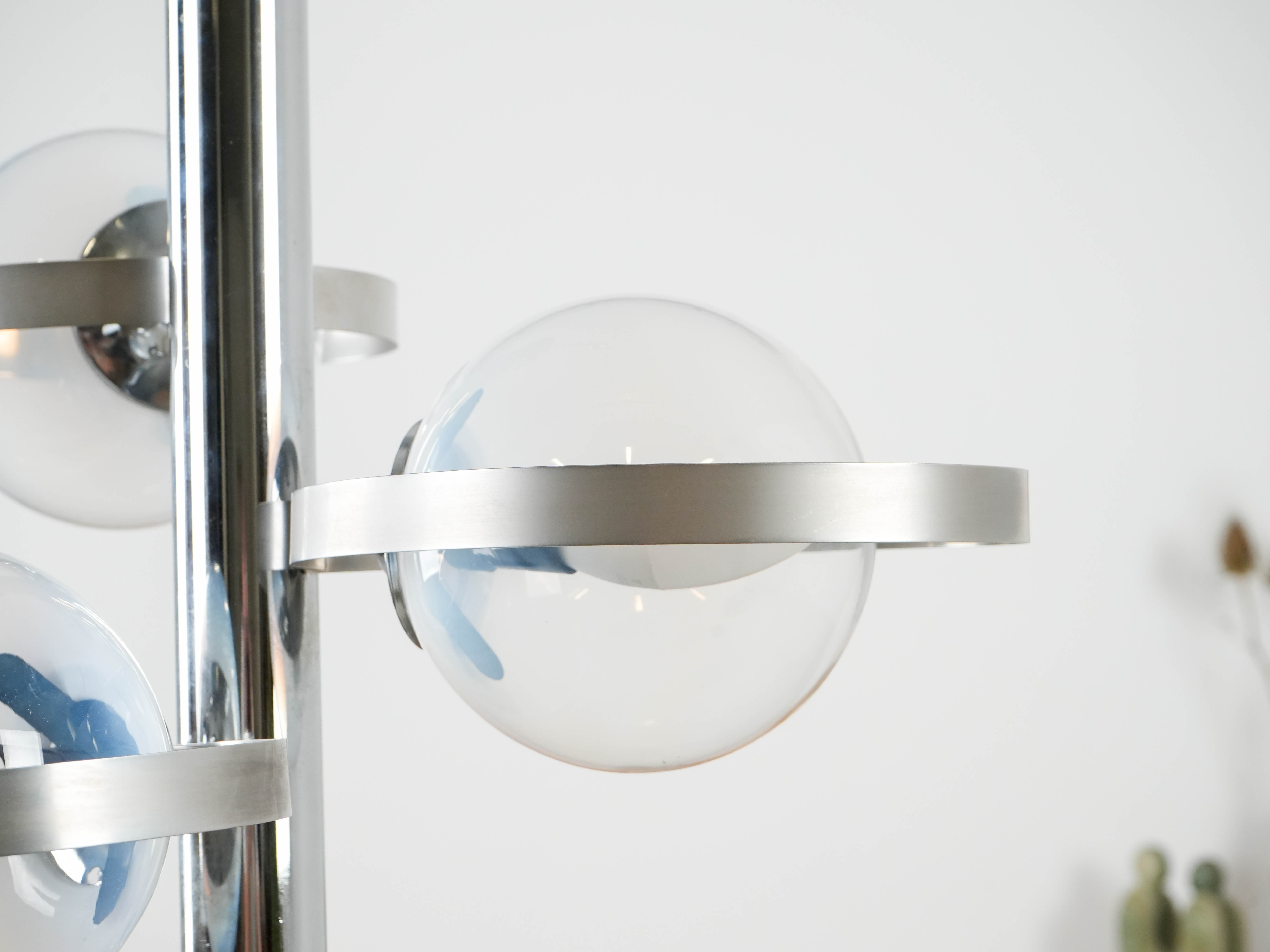 Space Age pendant lamp metal white 1970s