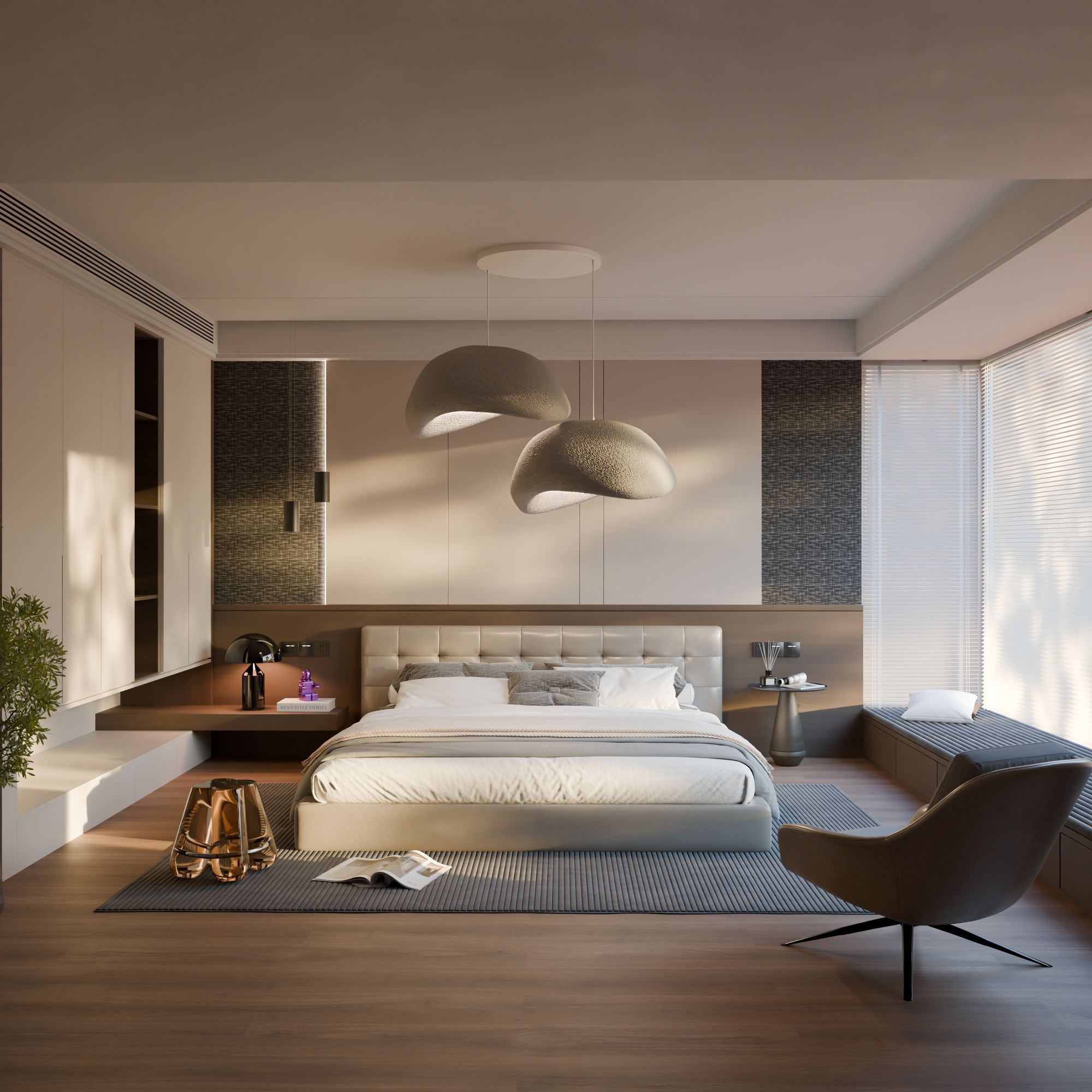 2-Flammig Wabi Sabi Driftgrains Pendelleuchte Beton Grau