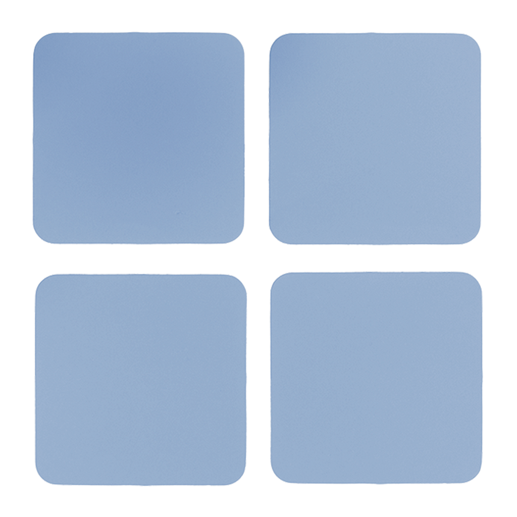 4x Sottobicchieri Quadrati 100% Pelle Riciclata Azzurro Chiaro