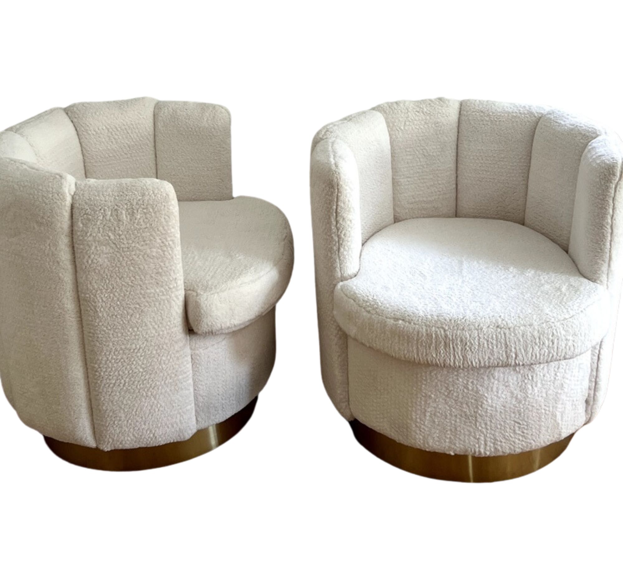 2x Armchair Fabric Metal Cream