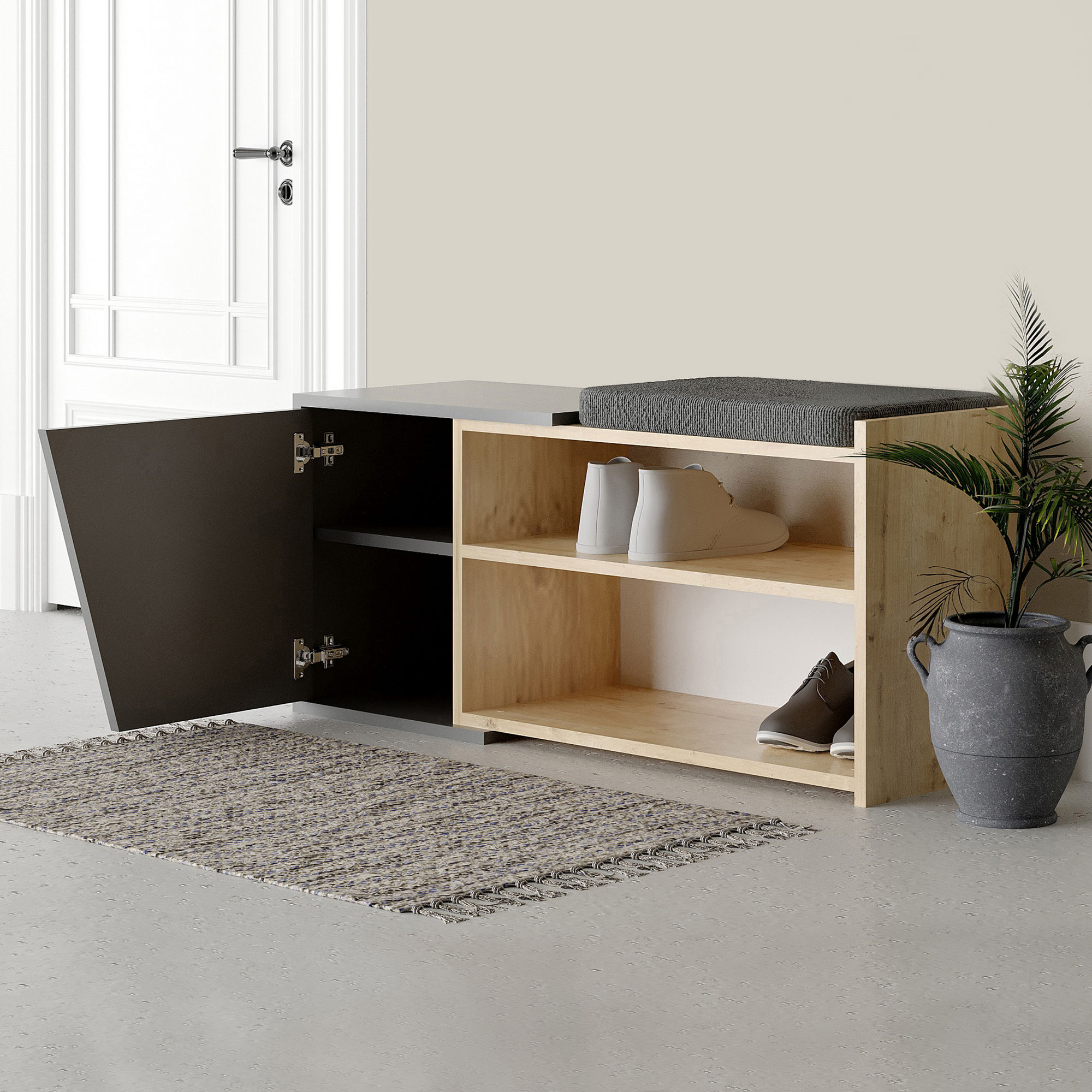 Fiona Shoe cabinet Anthracite Wood veneer