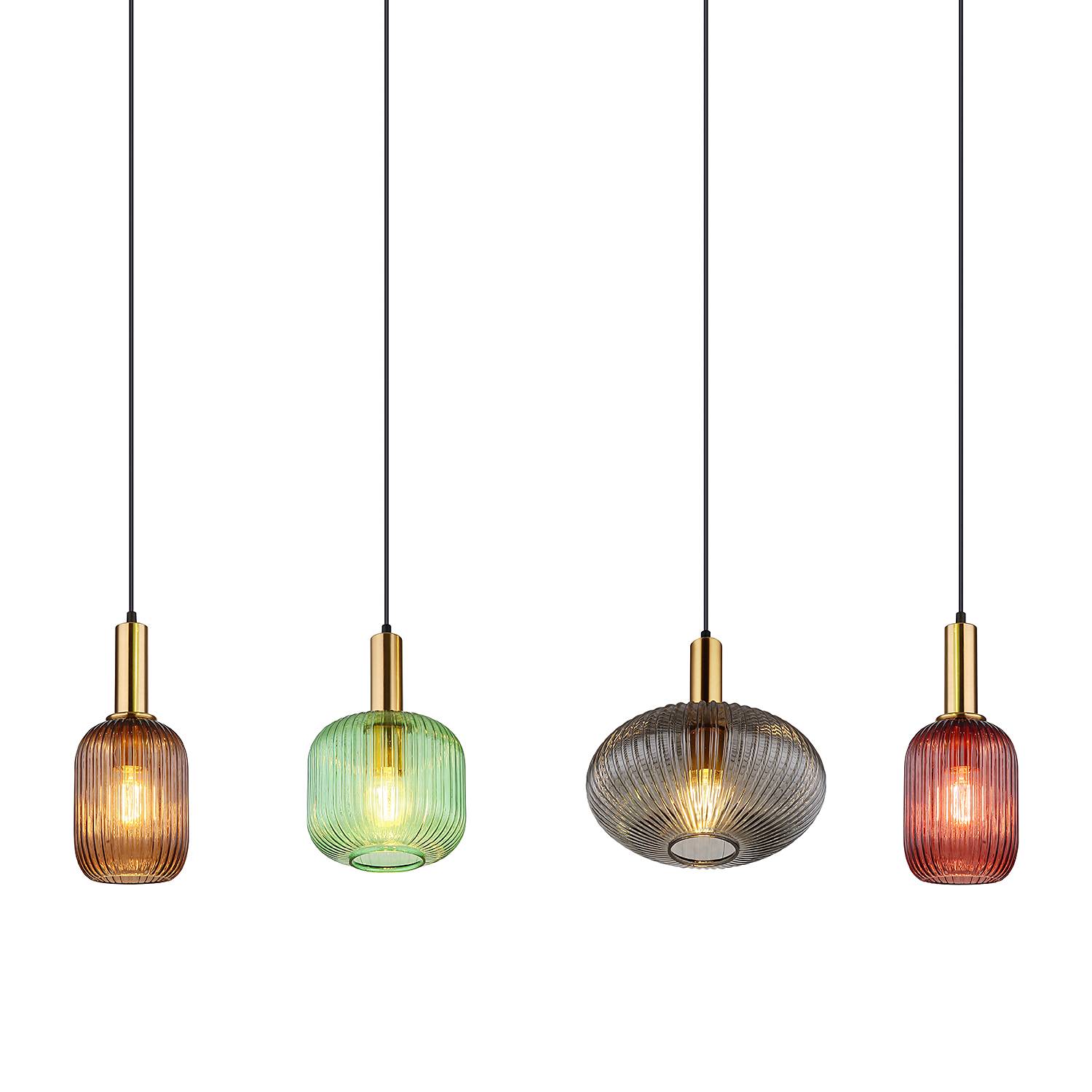 Normy Pendelleuchte 4-Flammig Eisen Farbglas Bunt 