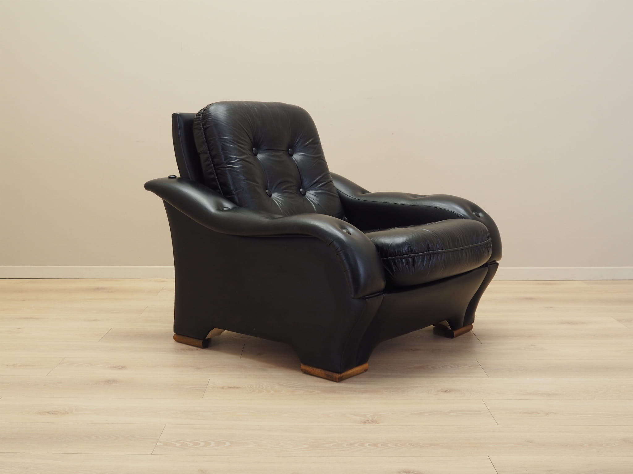 Armchair Faux Leather Black 1980s