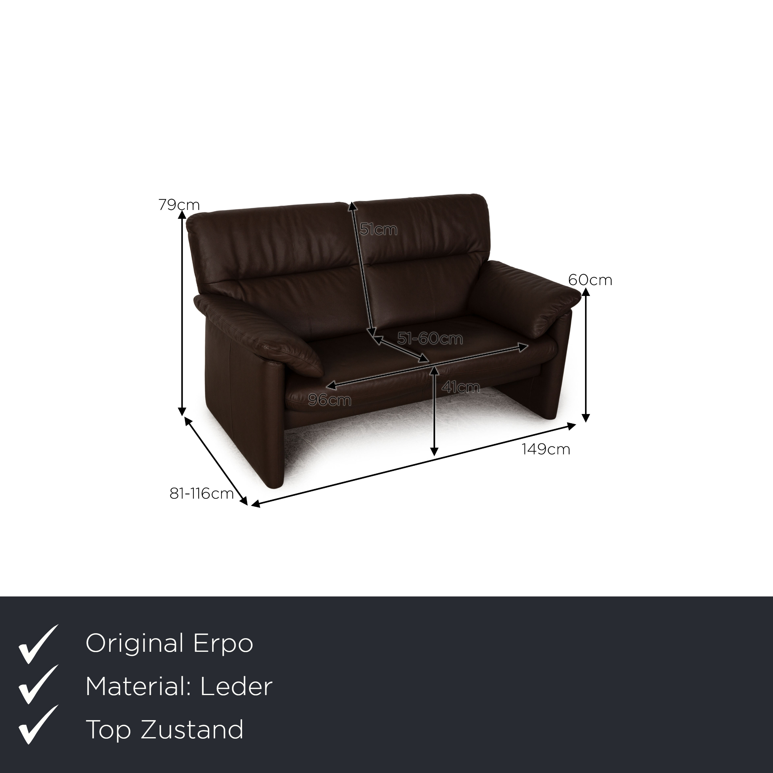 Sofa 2-Sitzer Leder Braun